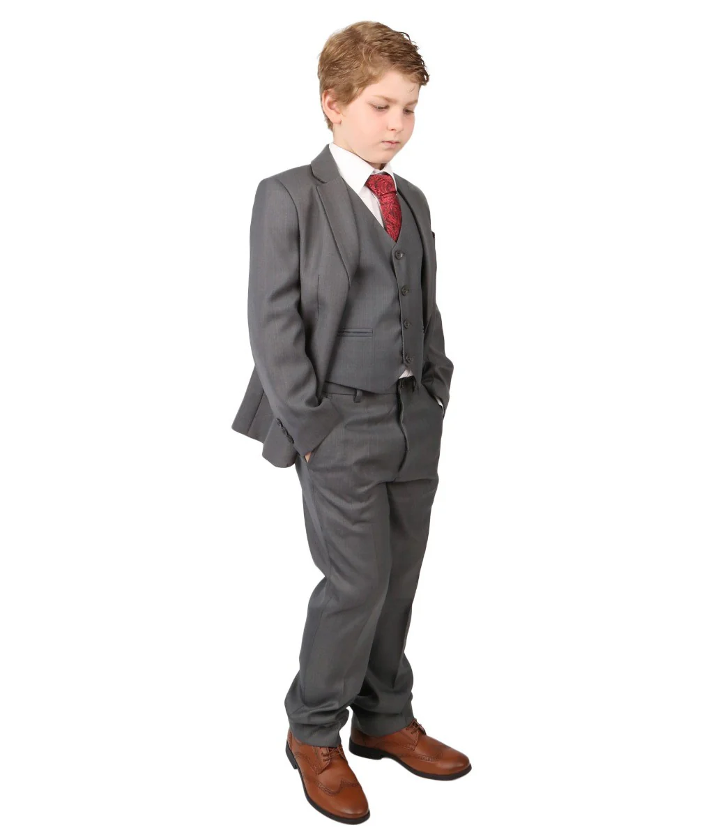 Boys Regular Italian Fit Grey Suit - Grey - Image 6