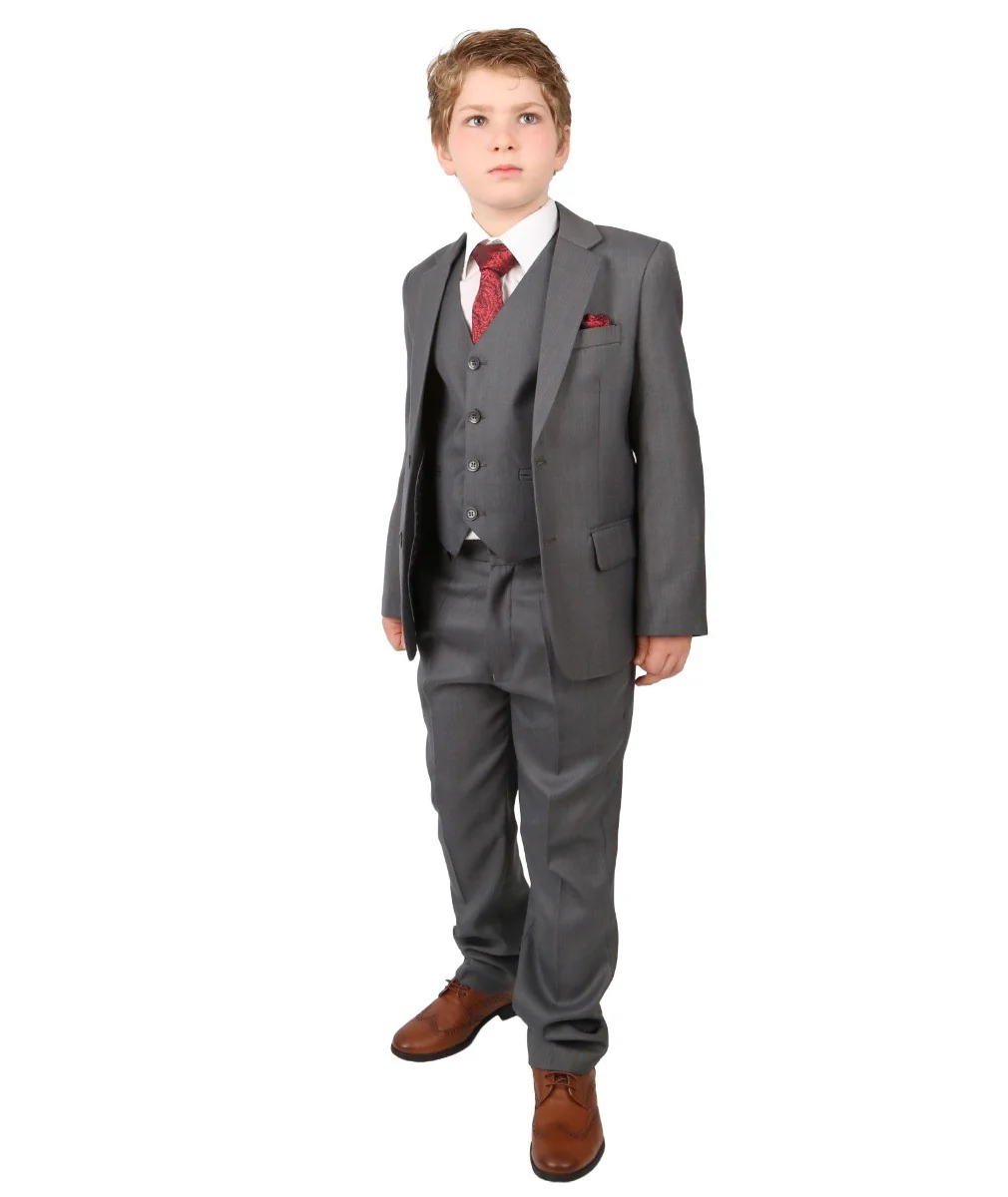 Boys Regular Italian Fit Grey Suit - Grey - Image 7