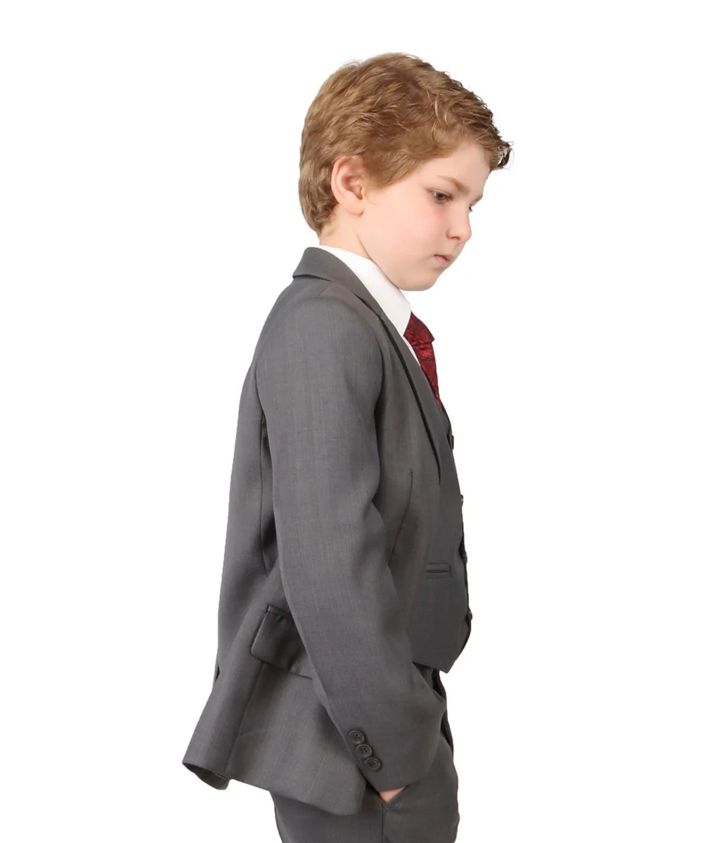 Boys Regular Italian Fit Grey Suit - Grey - Image 8