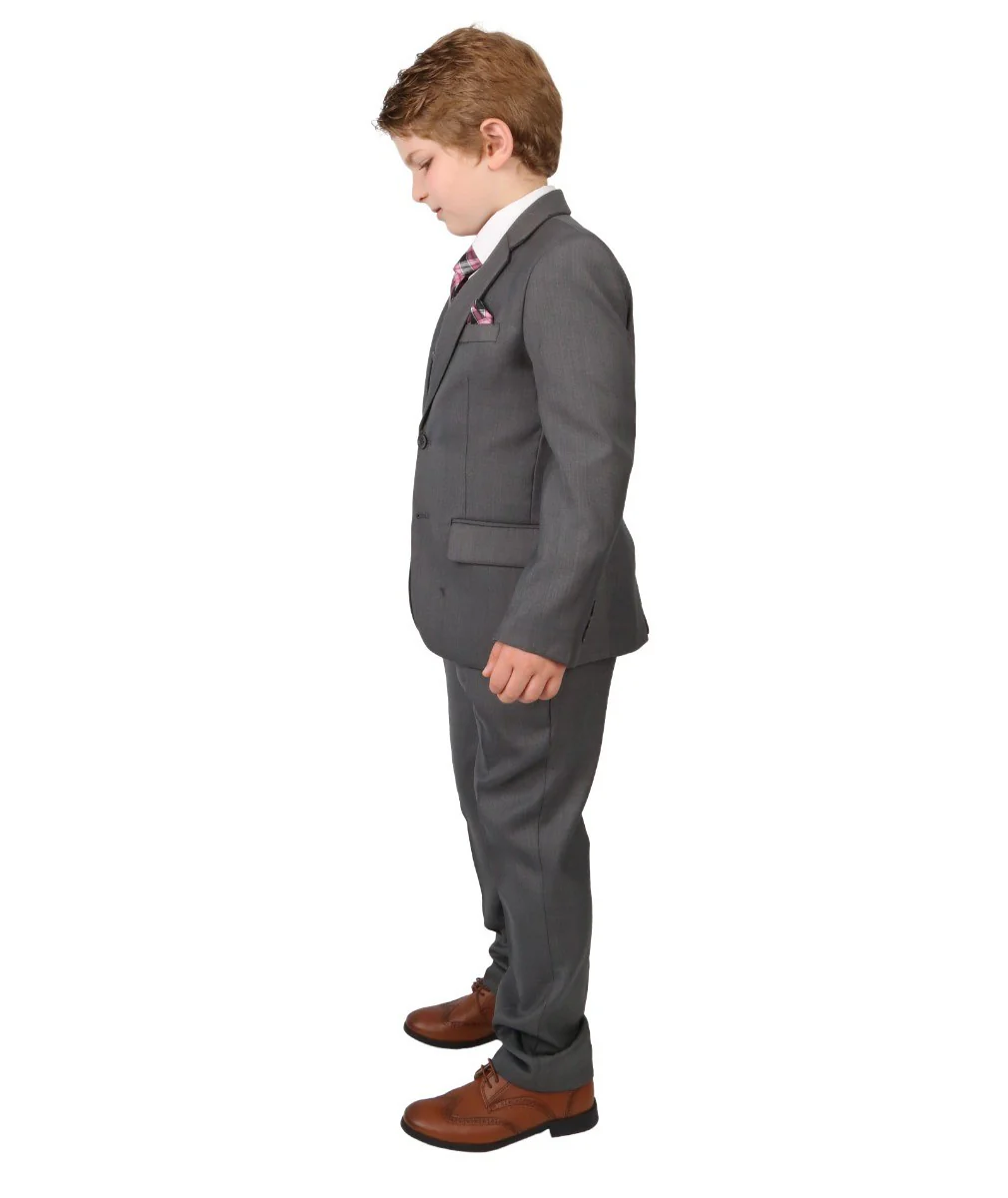 Boys Regular Italian Fit Grey Suit - Grey - Image 9