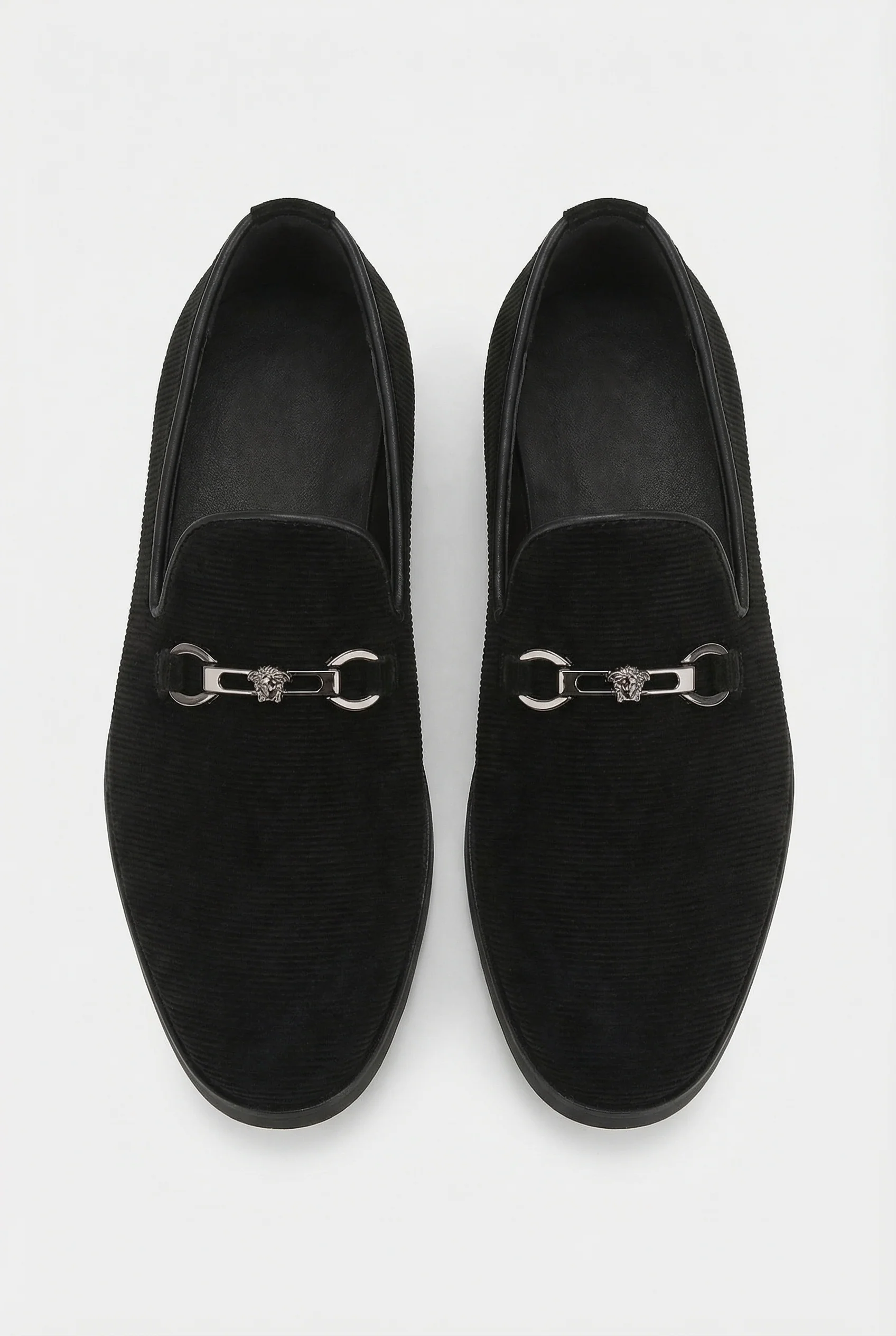 Boys Ribbed Velvet Loafer Shoes with Horsebit Detail - Davis Black - Image 2