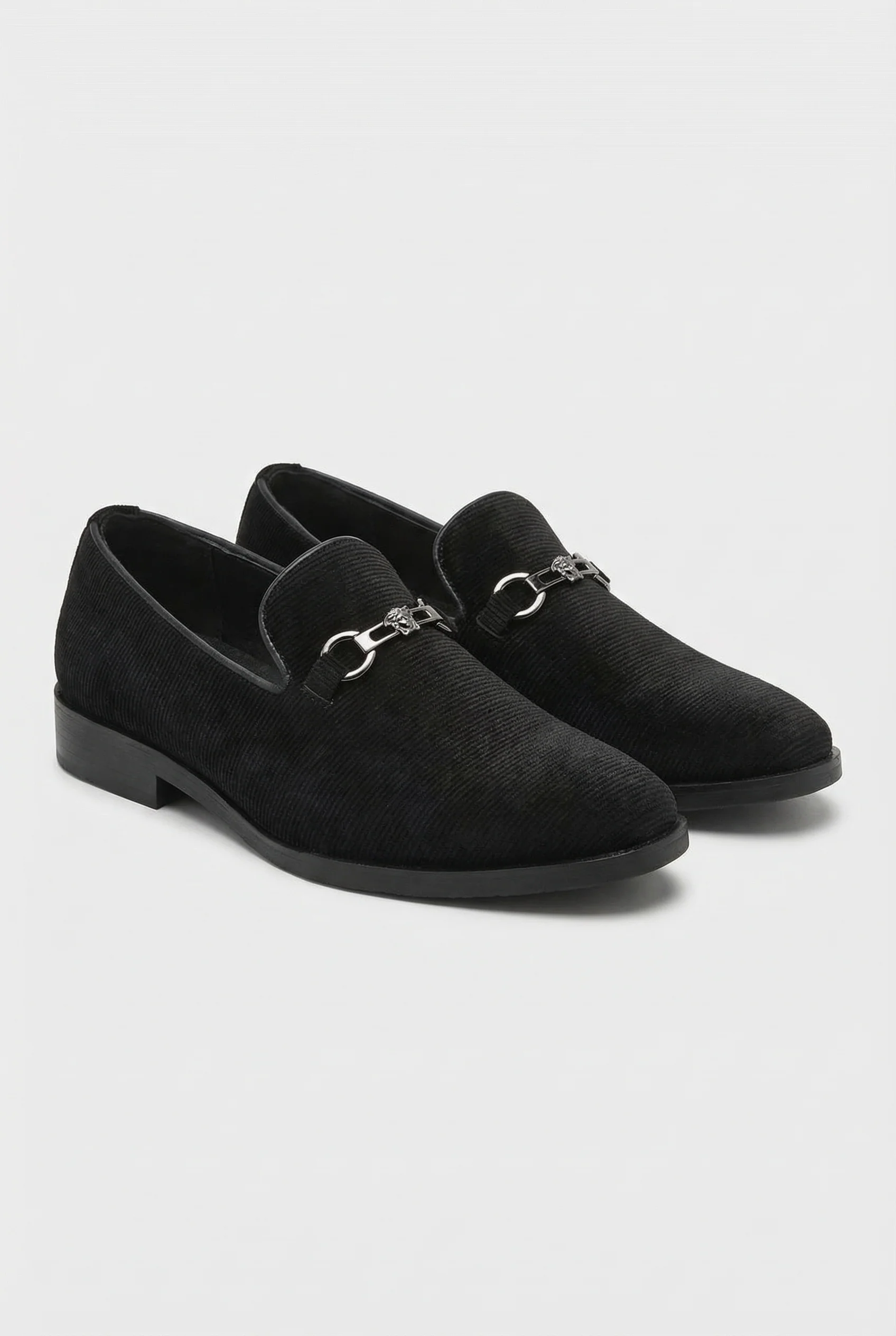 Boys Ribbed Velvet Loafer Shoes with Horsebit Detail - Davis Black - Image 3
