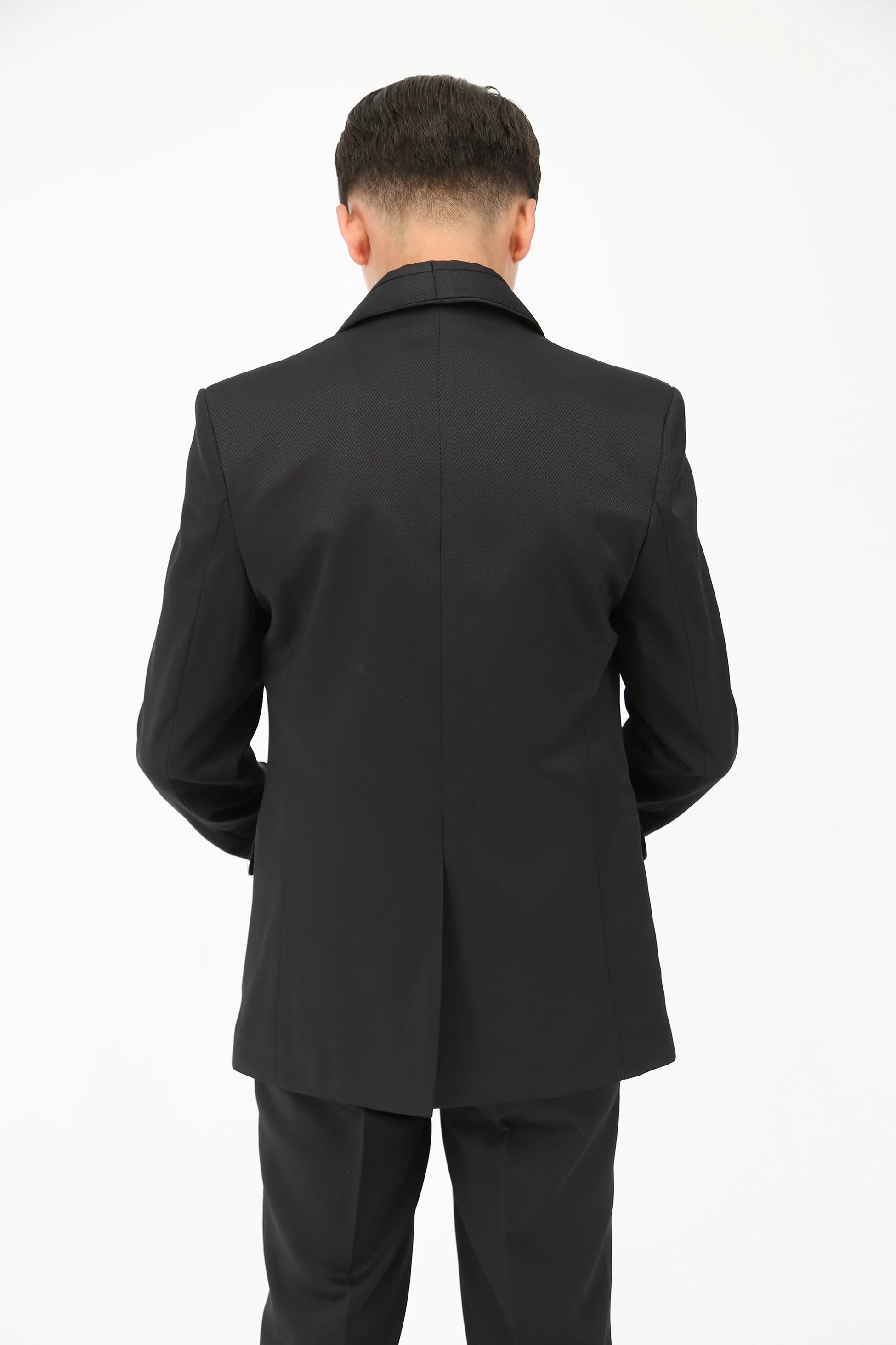 Boys 6-Piece Self-Patterned Tuxedo Dinner Suit - Black - Image 5