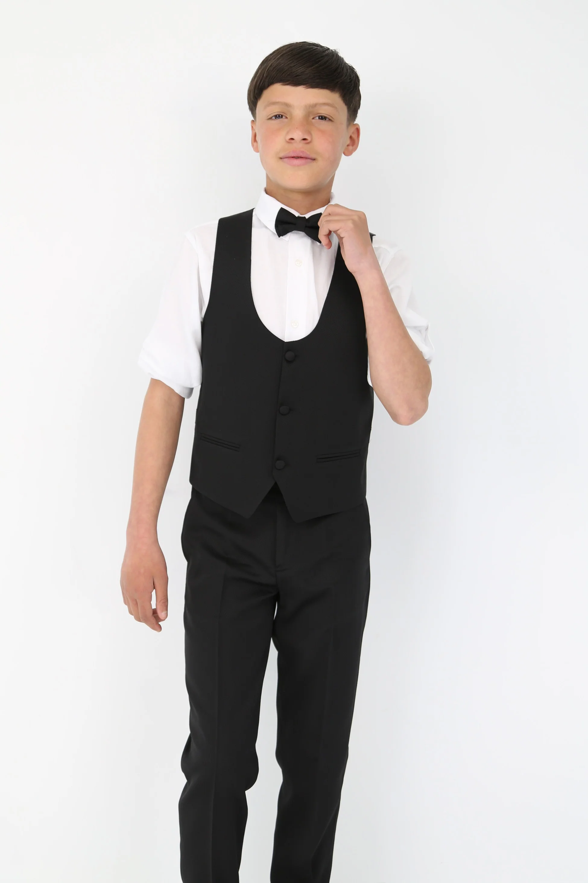 Boys 6-Piece Self-Patterned Tuxedo Dinner Suit - Black - Image 6