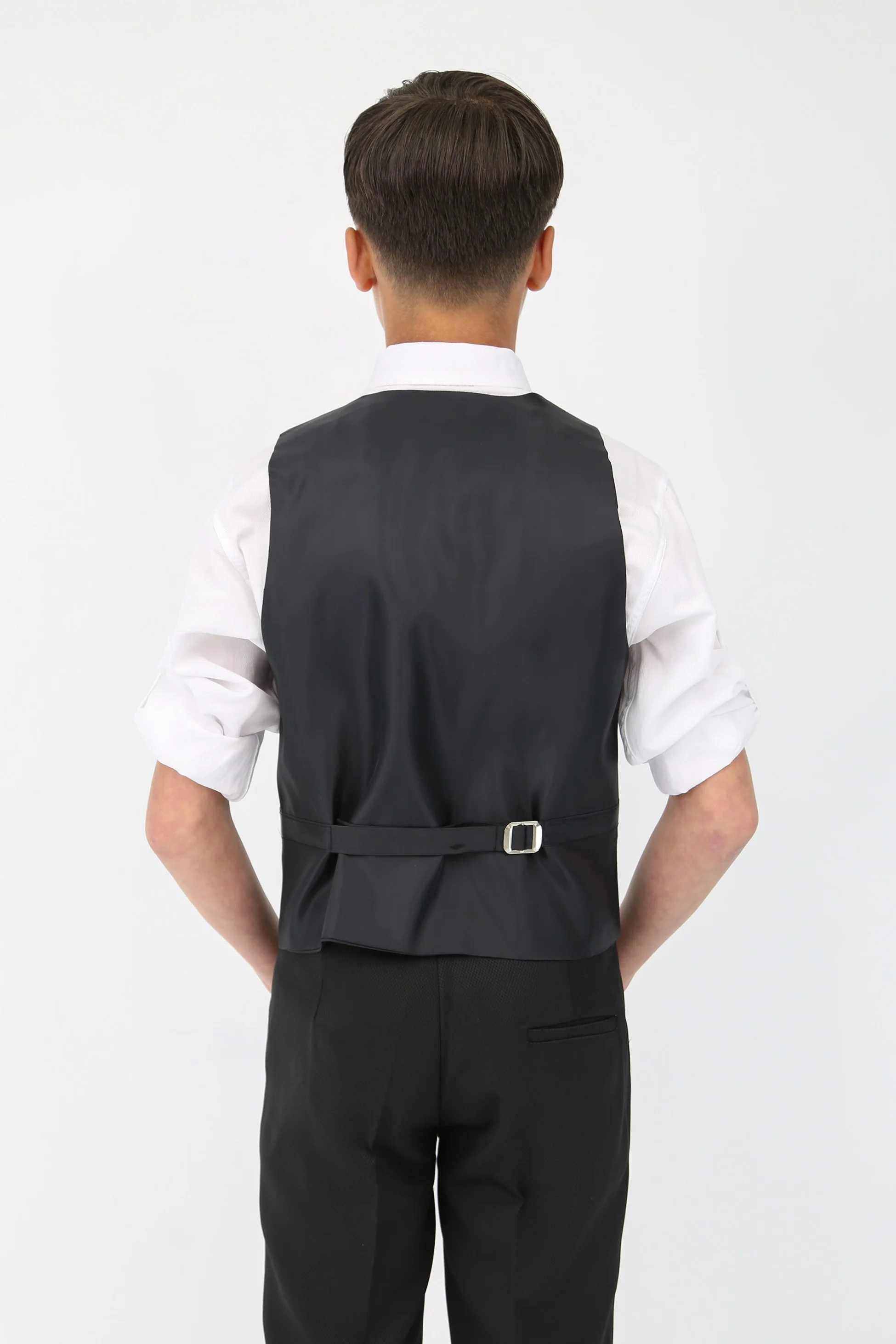 Boys 6-Piece Self-Patterned Tuxedo Dinner Suit - Black - Image 8
