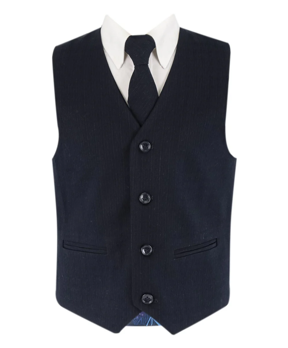 Boys Tailored Fit Navy Husky Suit Set - IAN - Navy Blue - Image 9