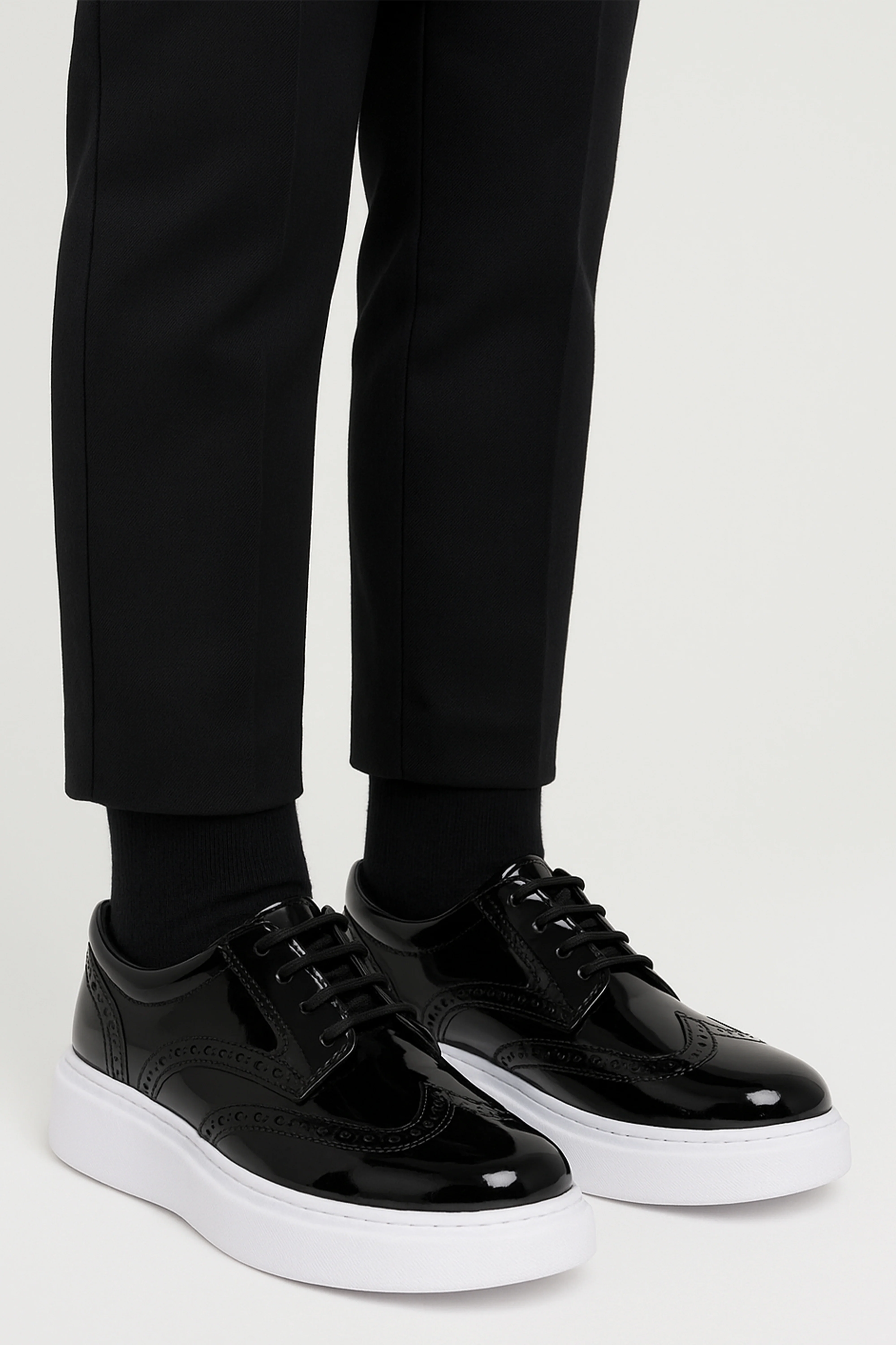 Boys' Patent Brogue Platform Derby Shoes - Mingle - Black - Image 5