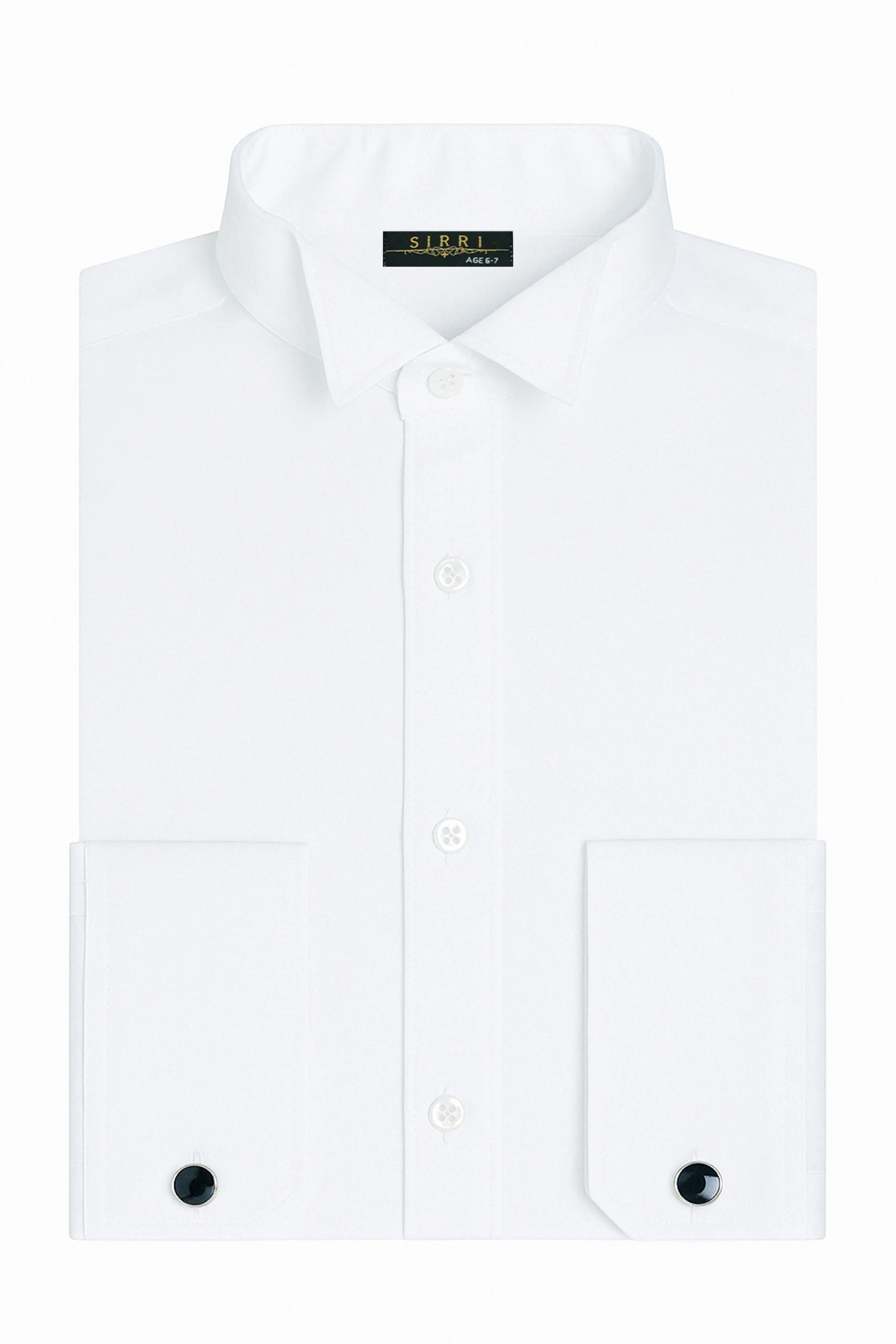 Boys Wing Collar Tuxedo Cufflink White Shirt - White - Image 3