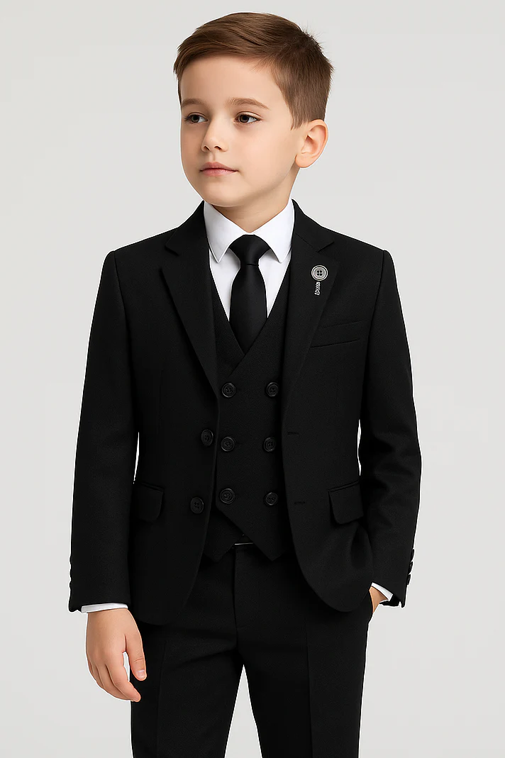 Boys Slim Fit Formal Suit - Black