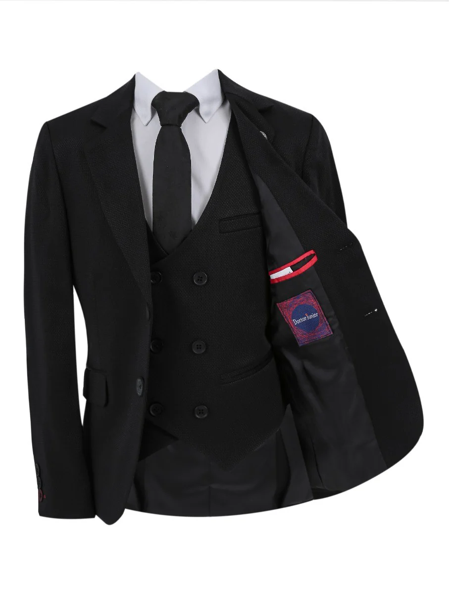 Boys Slim Fit Formal Suit - Black - Image 3