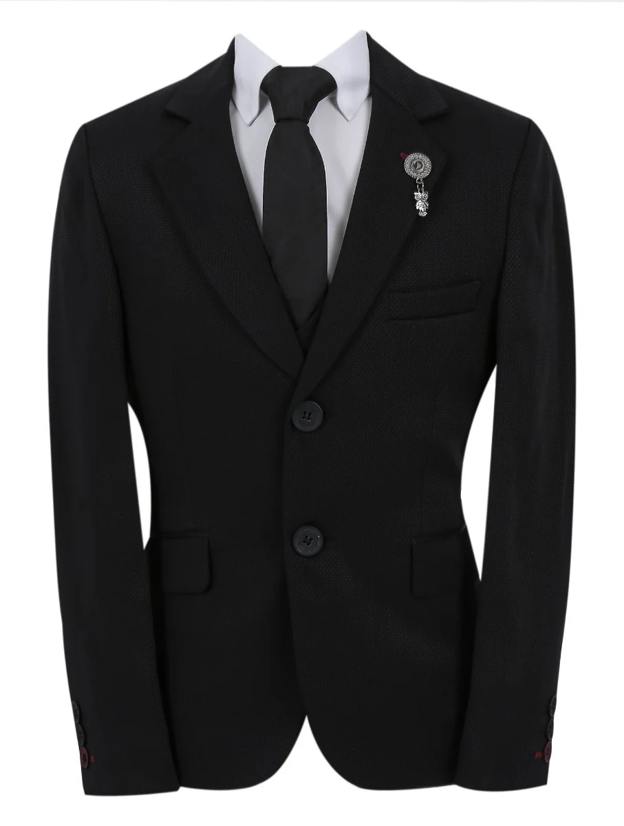 Boys Slim Fit Formal Suit - Black - Image 4