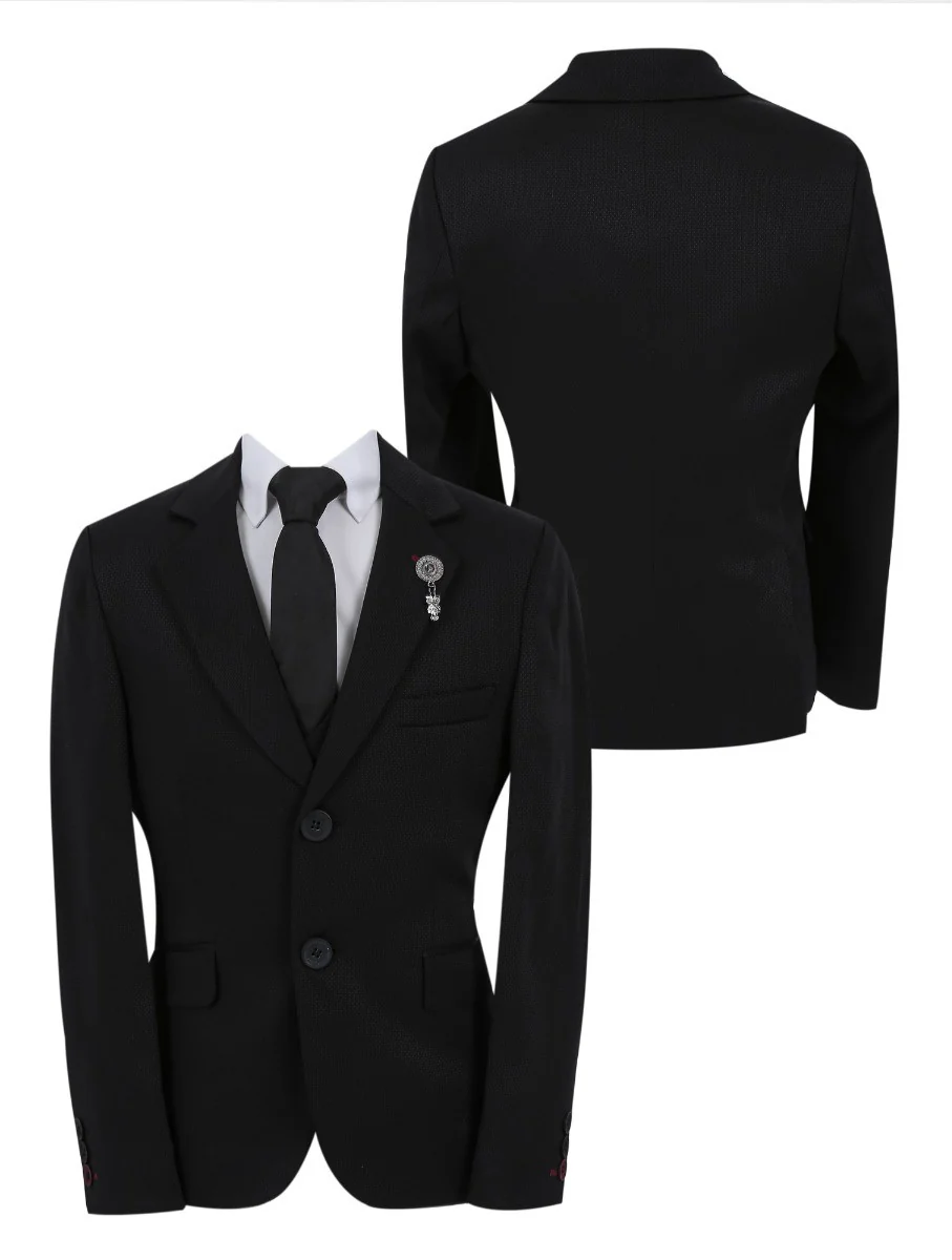 Boys Slim Fit Formal Suit - Black - Image 5