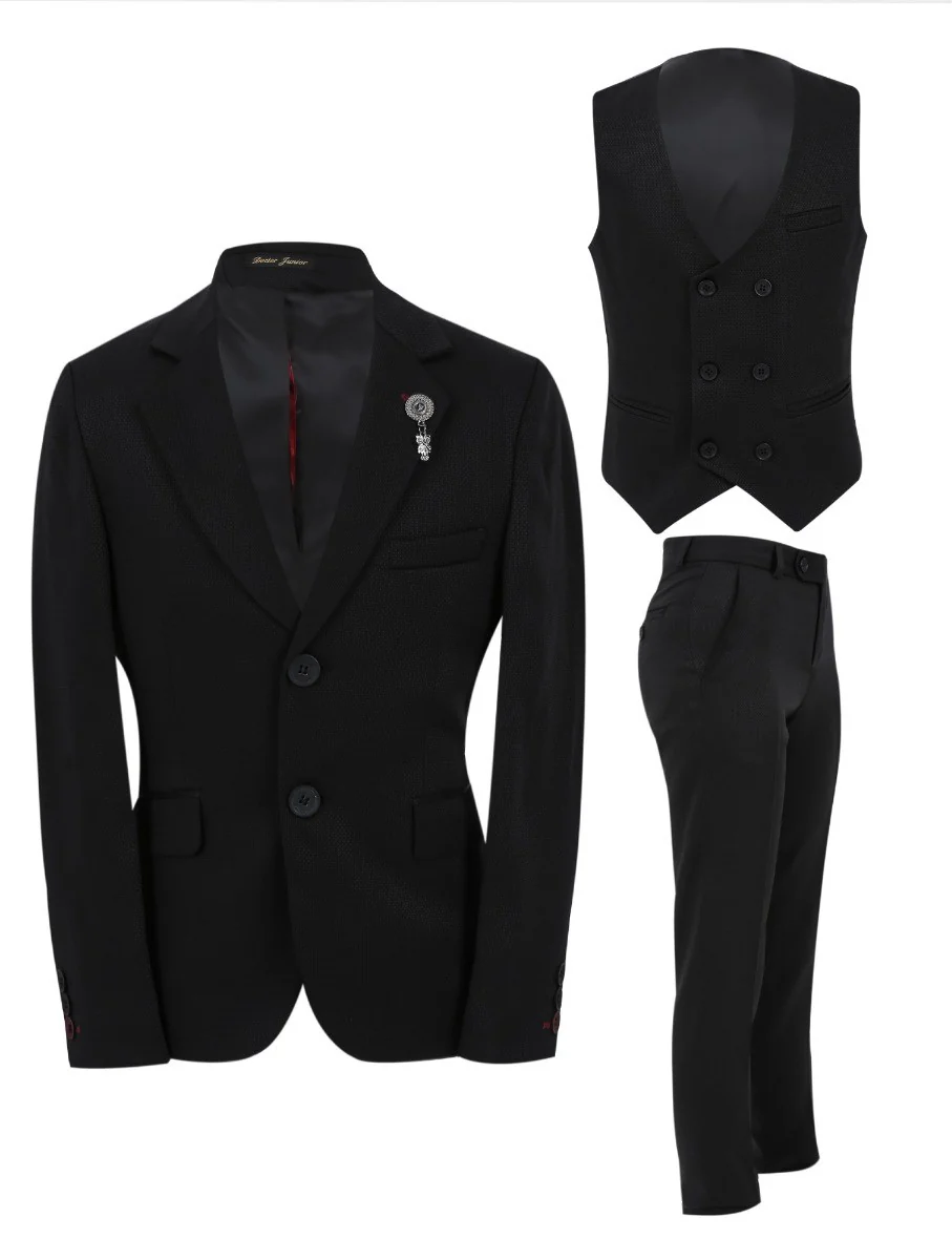 Boys Slim Fit Formal Suit - Black - Image 6