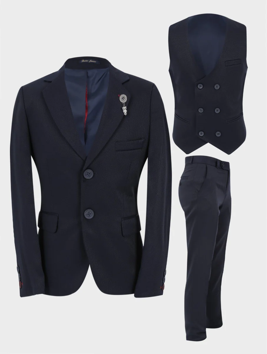 Boys Slim Fit Formal Suit - Navy Blue - Image 5
