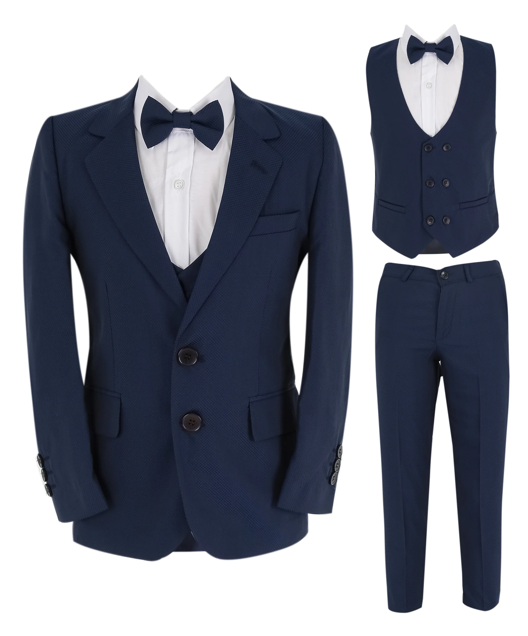 Boys Slim Fit 7 Piece Full Suit Set - Kenny - Parliament Blue - Image 11