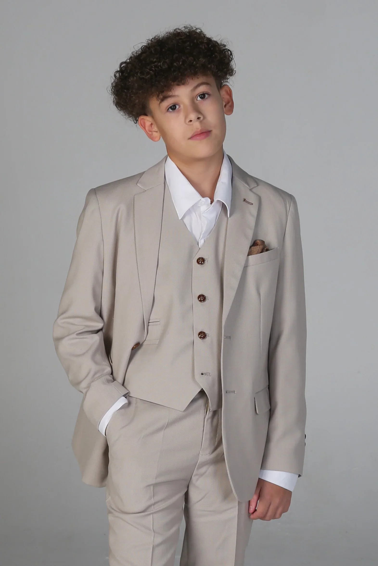 Boys Tailored Fit Suit - MAYFAIR - Stone Beige