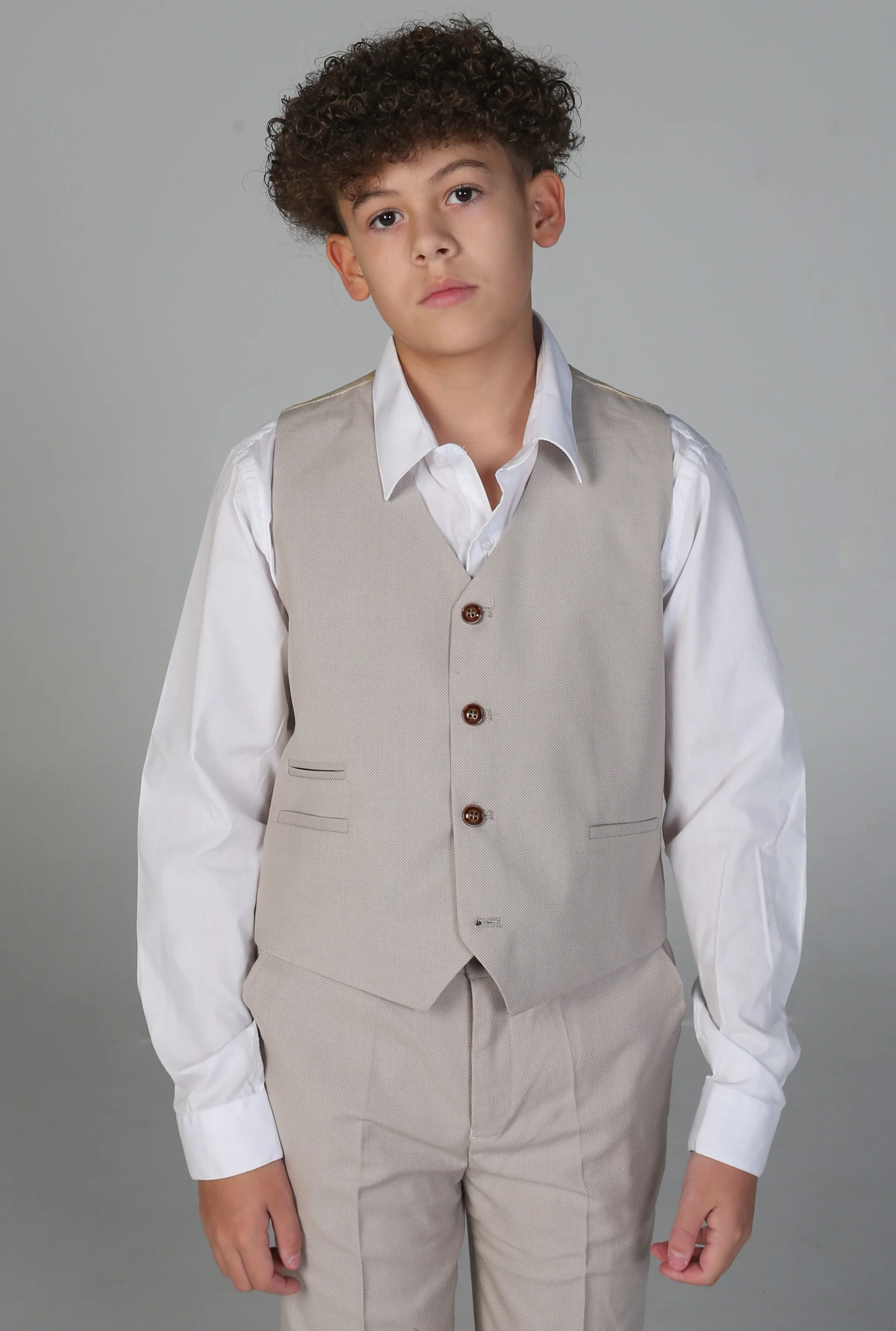 Boys Tailored Fit Suit - MAYFAIR - Stone Beige - Image 4