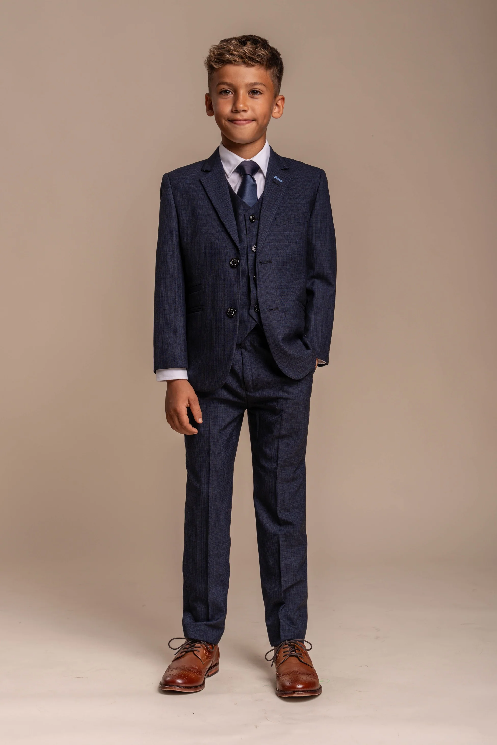 Boys Slim Fit Navy Suit - SEEBA - Navy Blue - Image 2