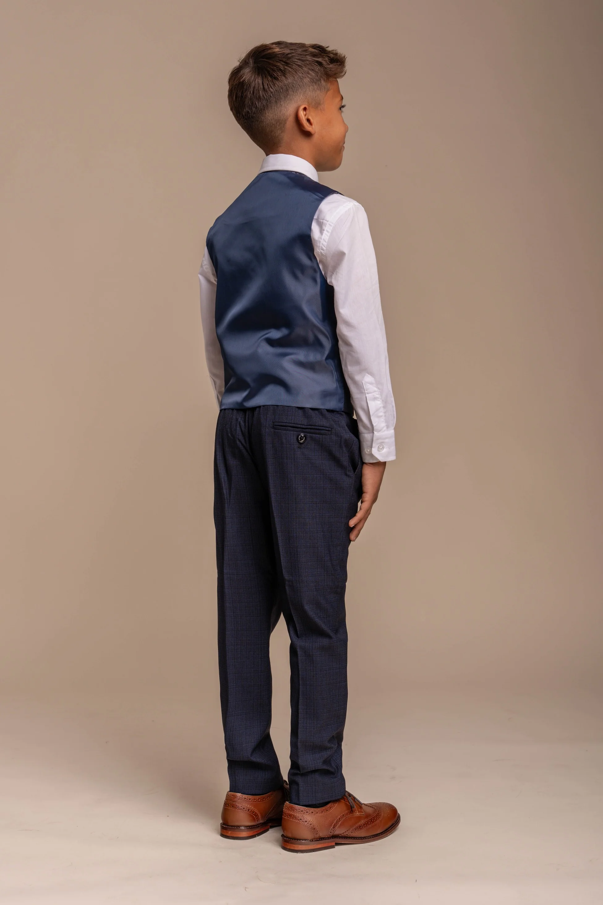 Boys Slim Fit Navy Suit - SEEBA - Navy Blue - Image 6