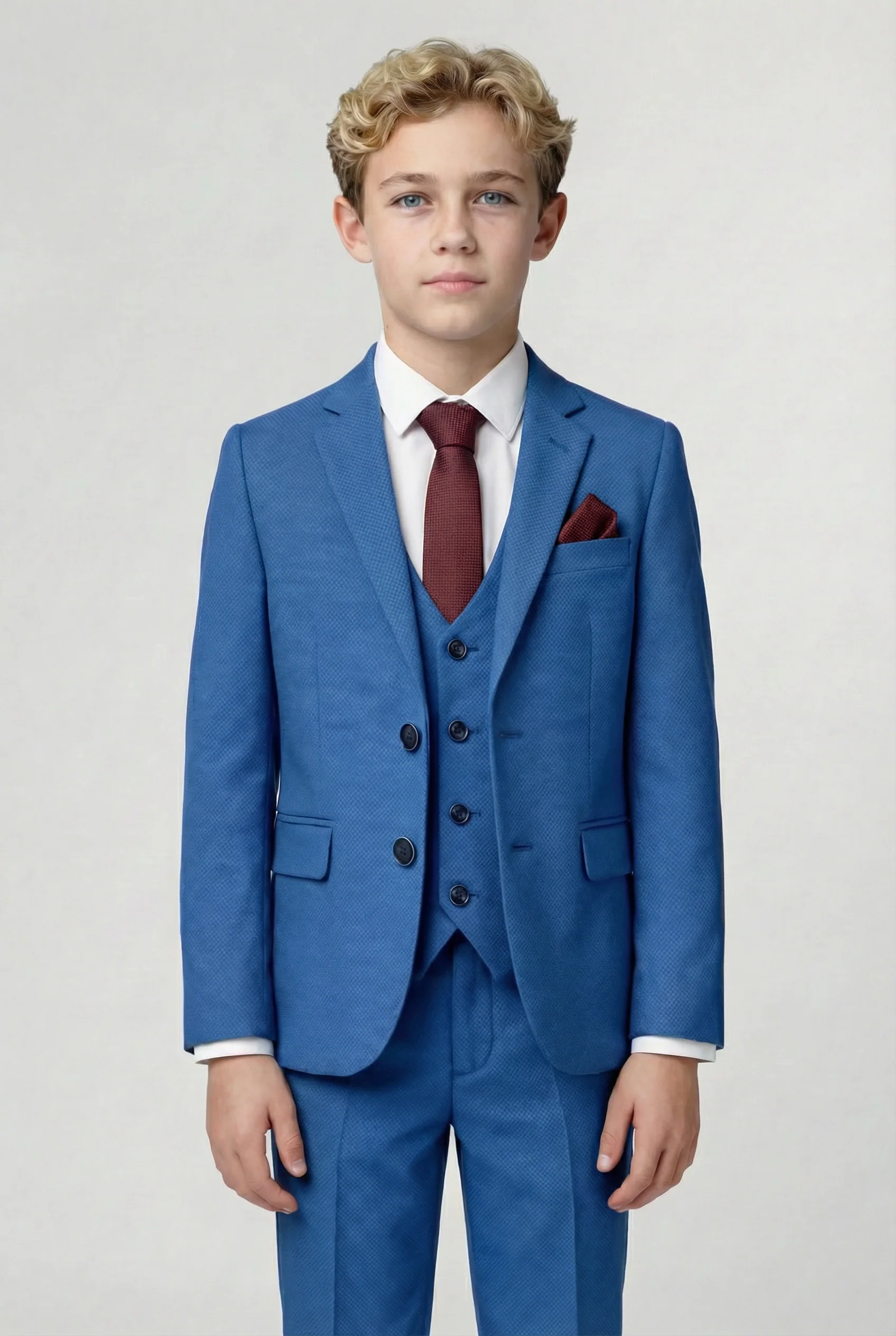 Boys’ 7-Piece Self-Patterned Formal Suit Set - Planet - Indigo Blue
