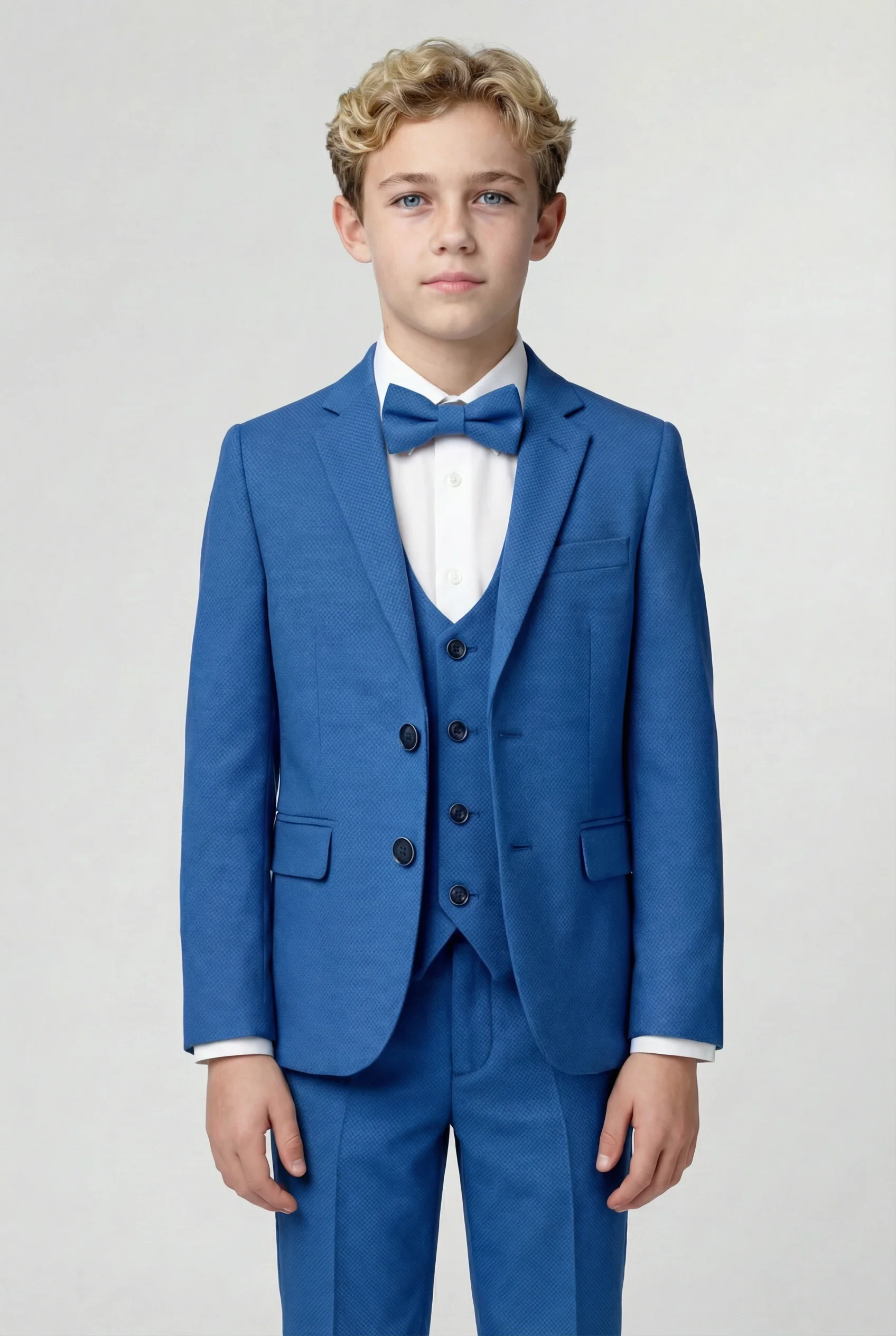 Boys’ 7-Piece Self-Patterned Formal Suit Set - Planet - Indigo Blue - Image 2