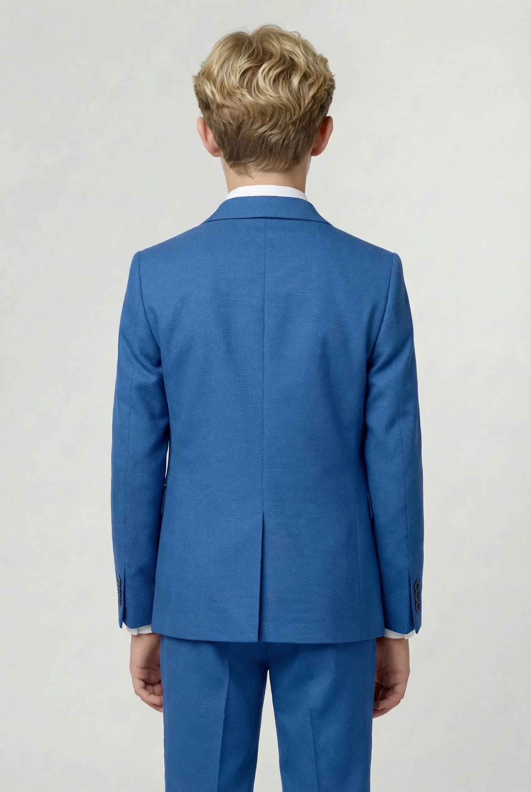 Boys’ 7-Piece Self-Patterned Formal Suit Set - Planet - Indigo Blue - Image 3