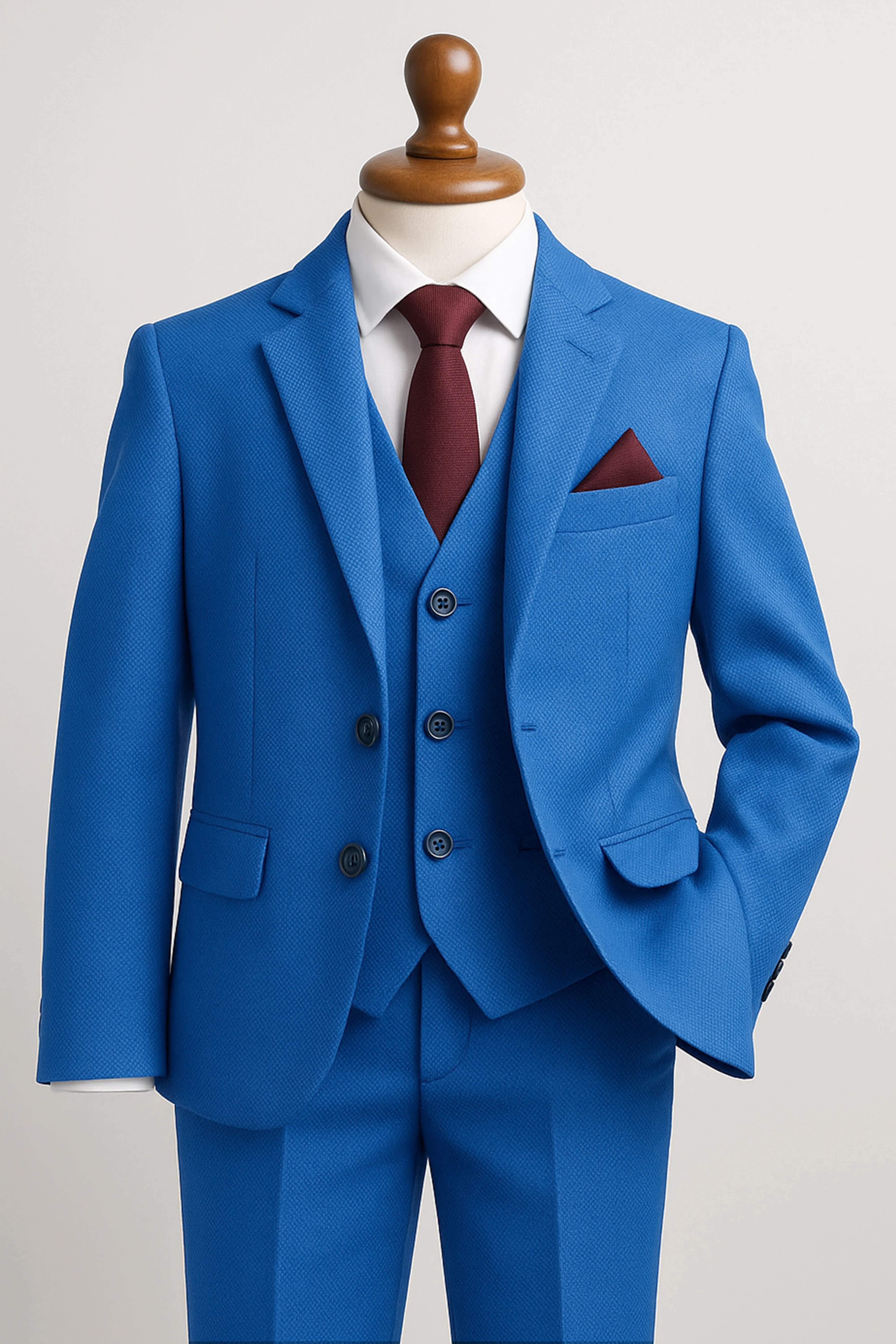 Boys’ 7-Piece Self-Patterned Formal Suit Set - Planet - Indigo Blue - Image 5