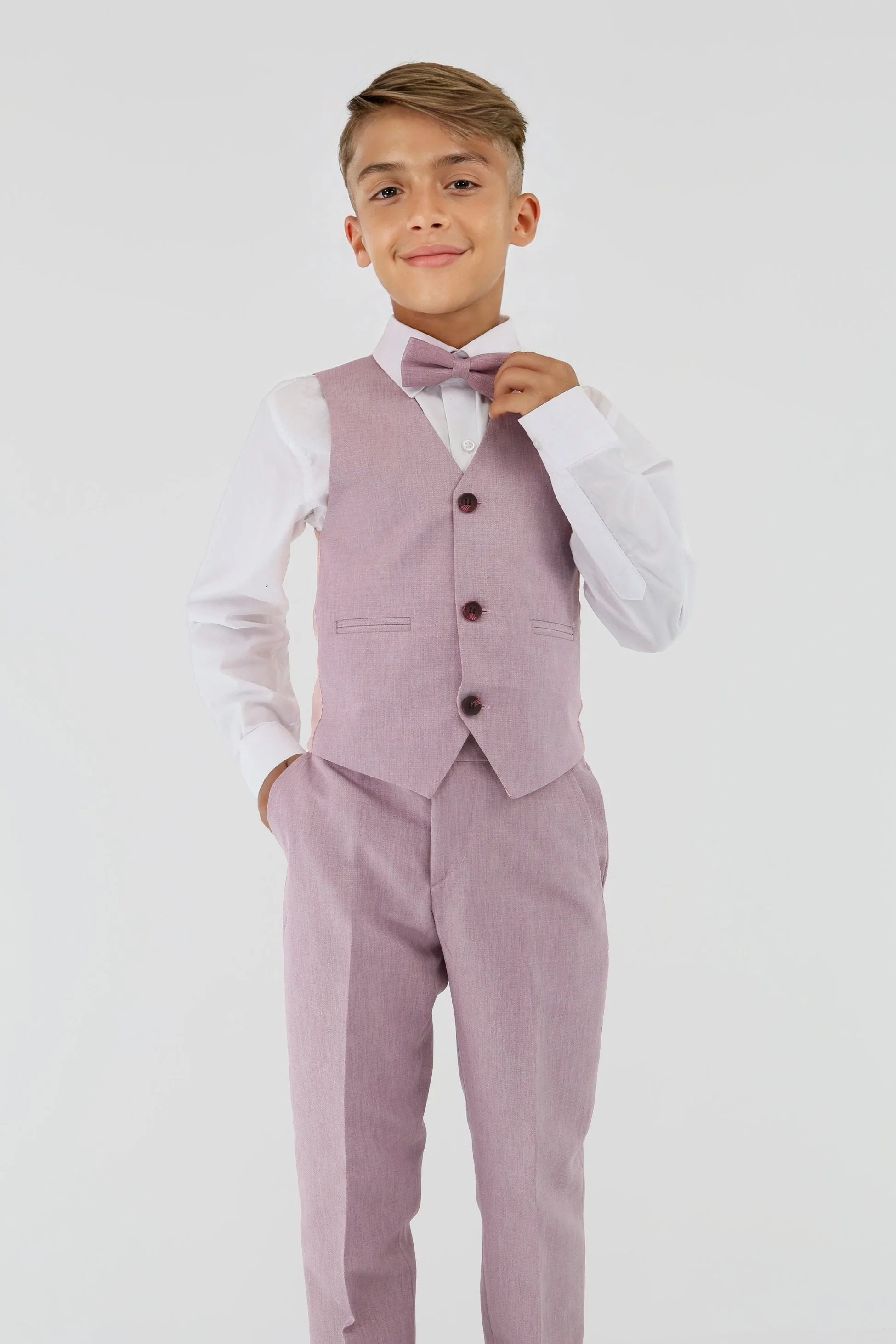 Boys Slim Fit Textured 8-Piece Formal Suit Set - Lilac - Image 10
