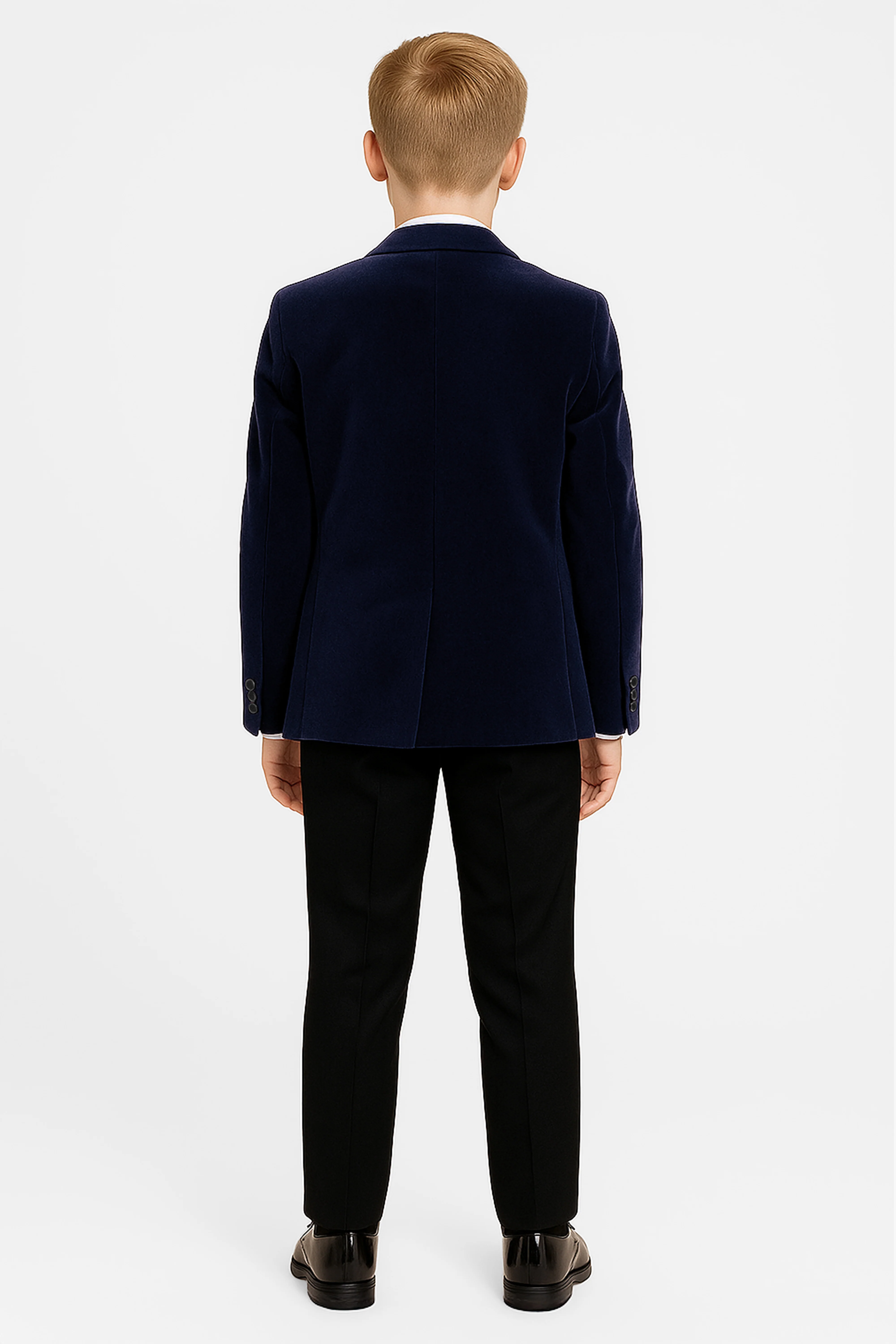 Boys Slim Fit Velvet Dinner Suit - 3-Piece & 5-Piece - SAVOY  - Navy Blue - Image 3
