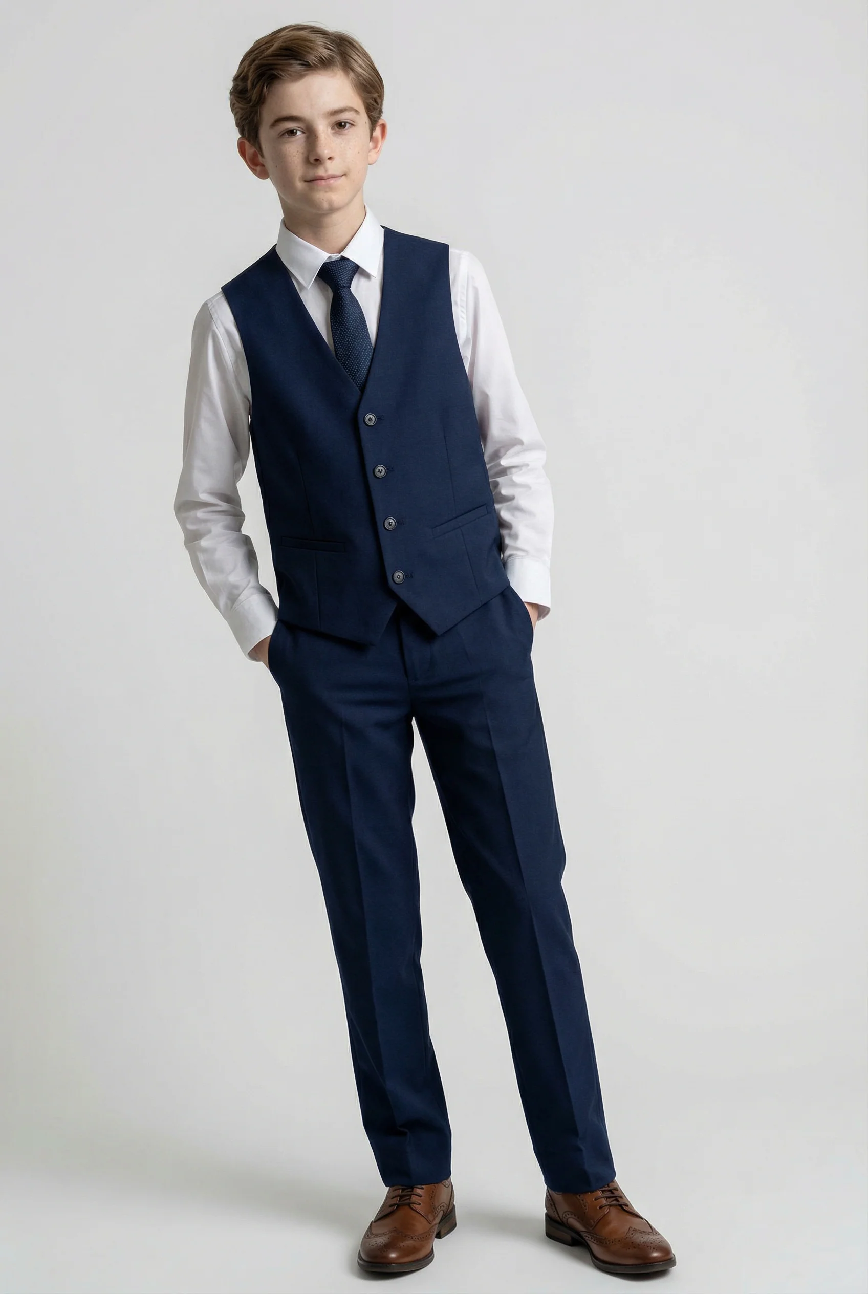 Boys Slim Fit Formal Suit - JEFFERSON Navy - Navy Blue - Image 7