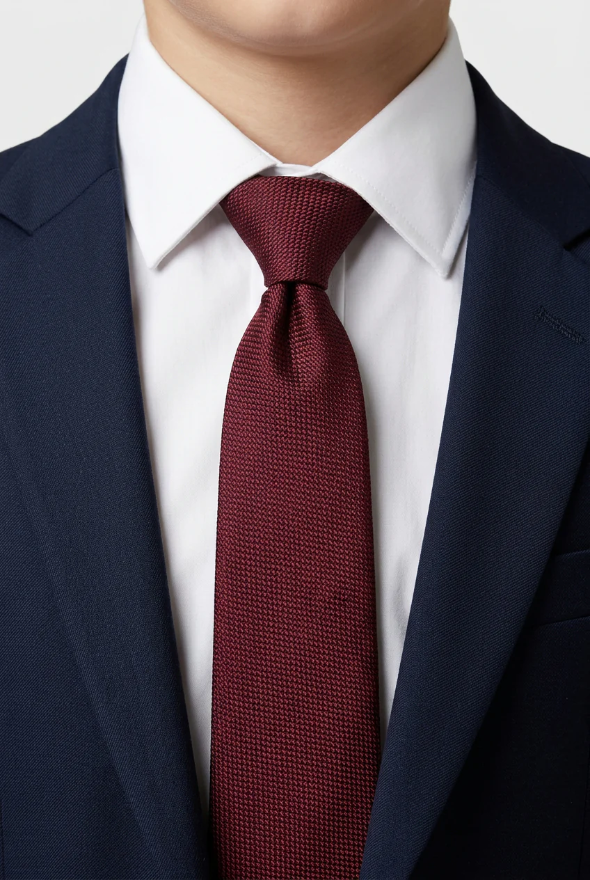 Boys' Slim Pre-Tied Textured Formal Tie - Burgundy - Image 2