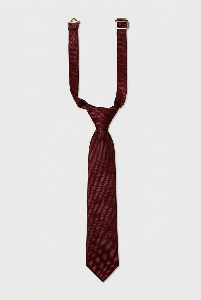Boys' Slim Pre-Tied Textured Formal Tie - Burgundy - Image 3