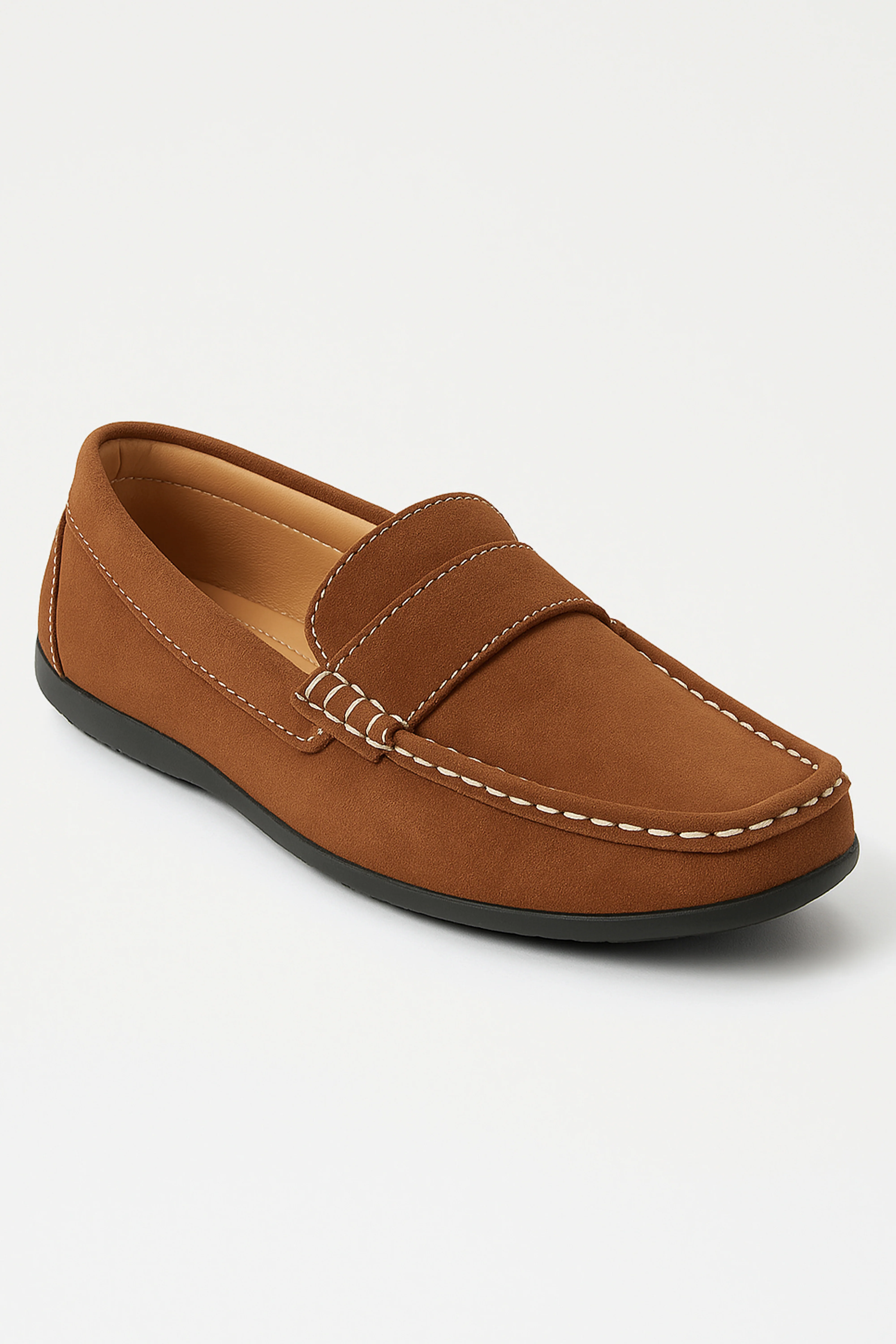 Boys Suede Slip On Penny Loafer - DUNCAN - Tan Brown