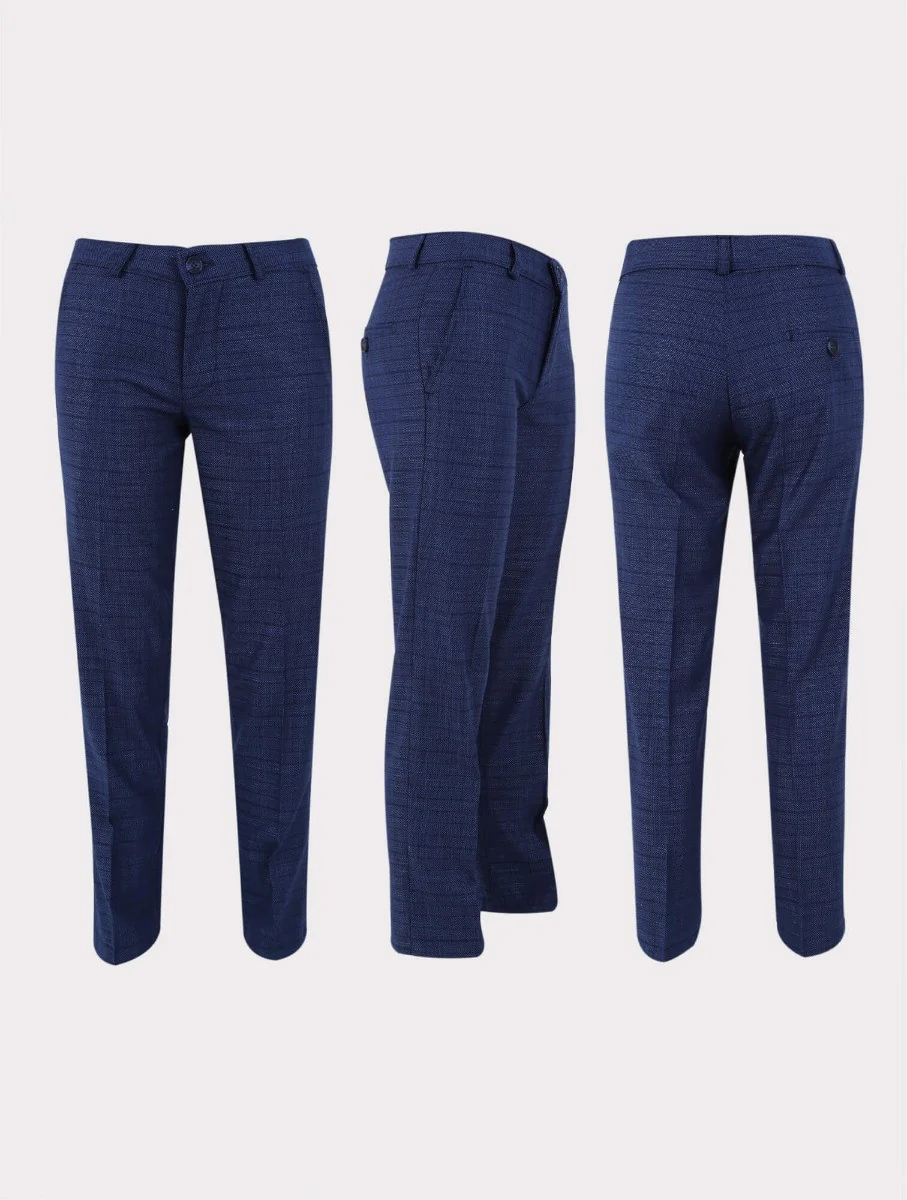 Boys Textured Check Suit - Joseph Blue - Blue - Image 6
