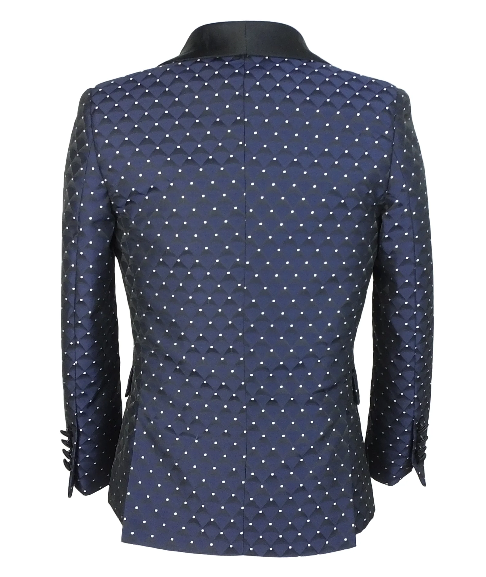 Boys Quilted Dotted Black Tuxedo Suit - Black - Image 6