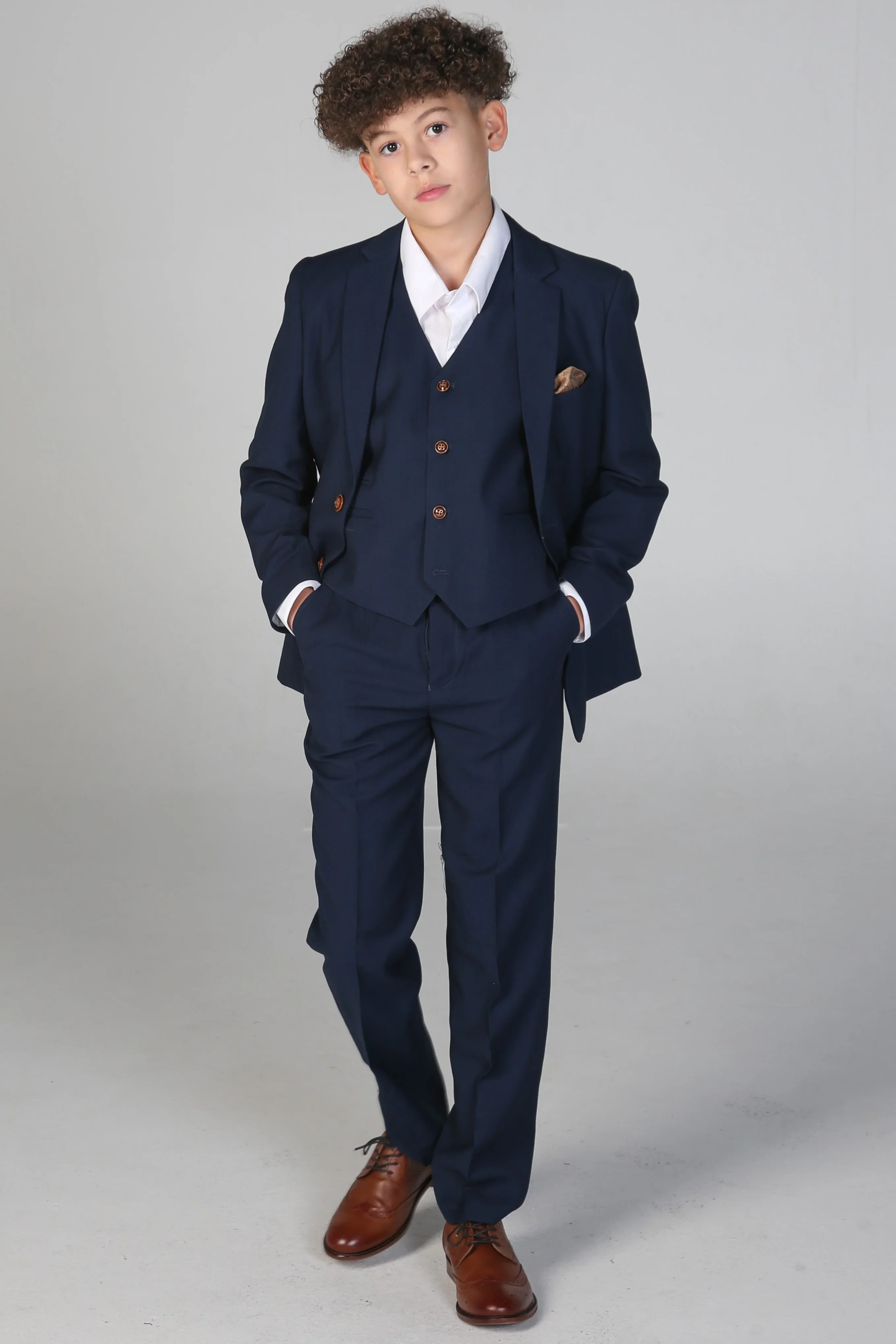 Boys Tailored Fit Blue Suit - MAYFAIR - Navy - Image 2