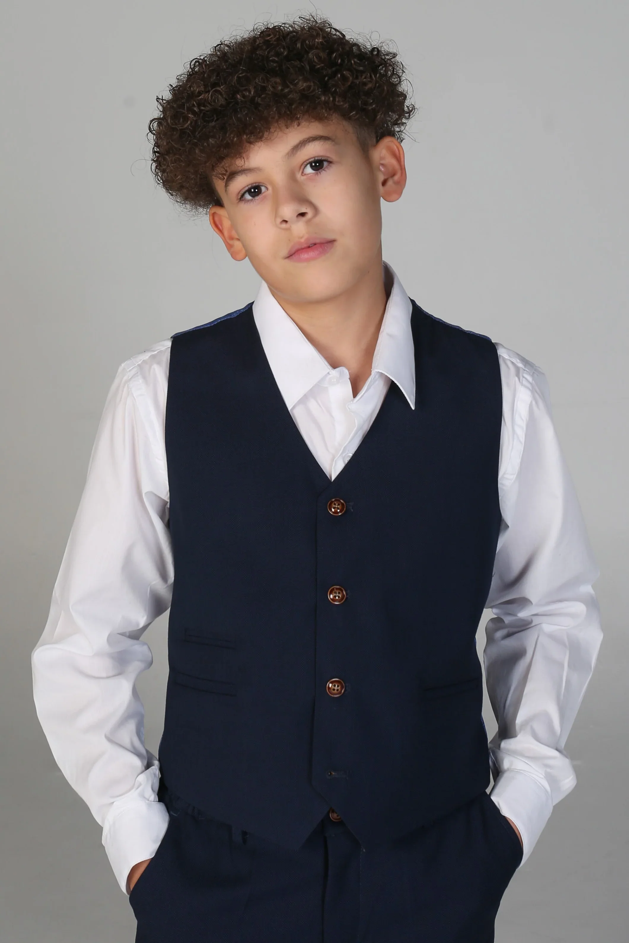 Boys Tailored Fit Blue Suit - MAYFAIR - Navy - Image 4