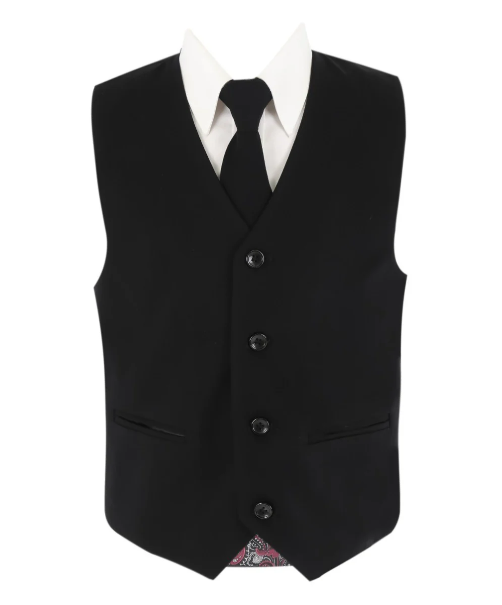 Boys Tailored Fit Husky 5 Pieces Suit Set - Black - Image 9