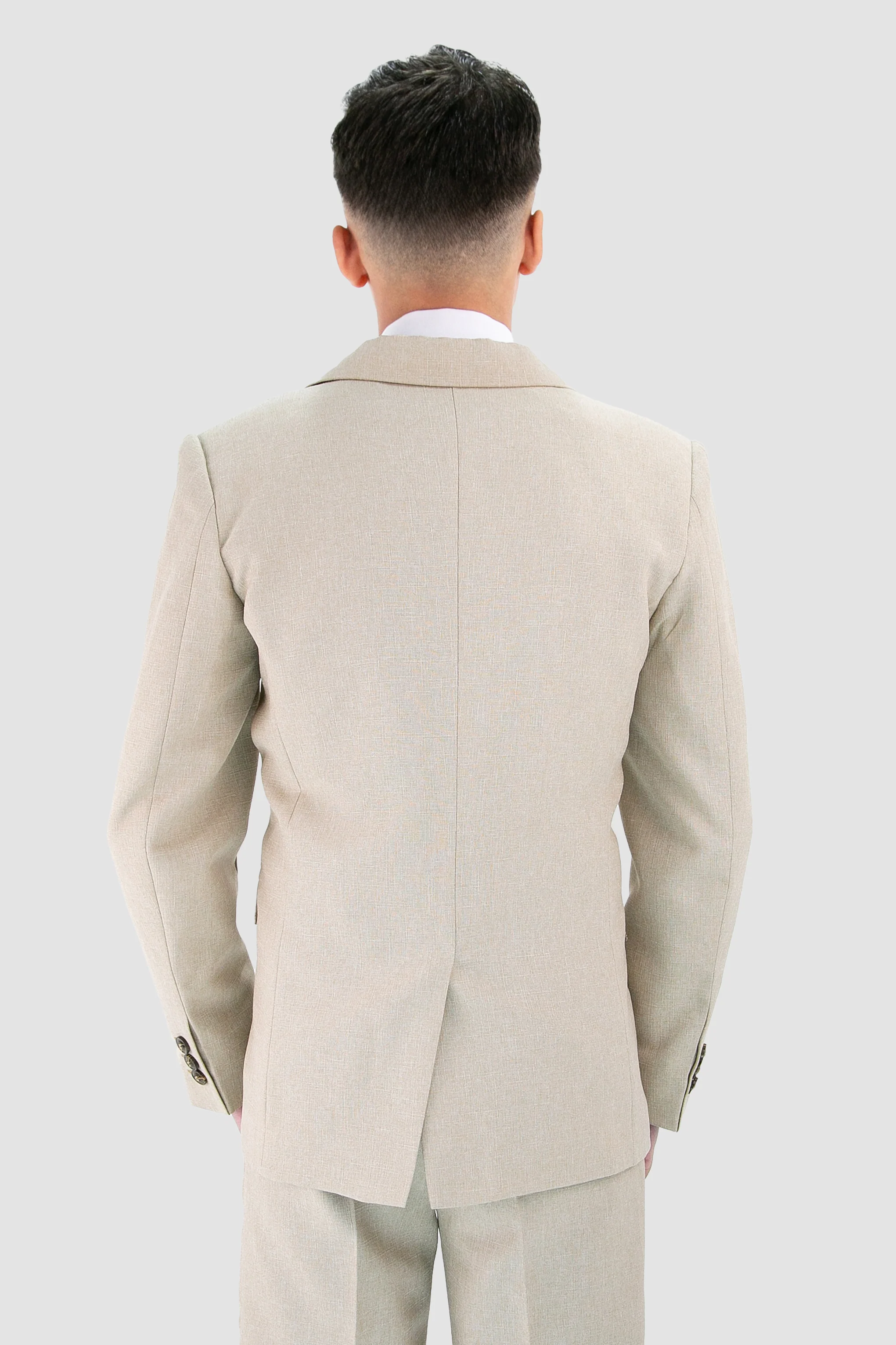 Boys Slim Fit Textured 8-Piece Formal Suit Set - Beige - Image 5