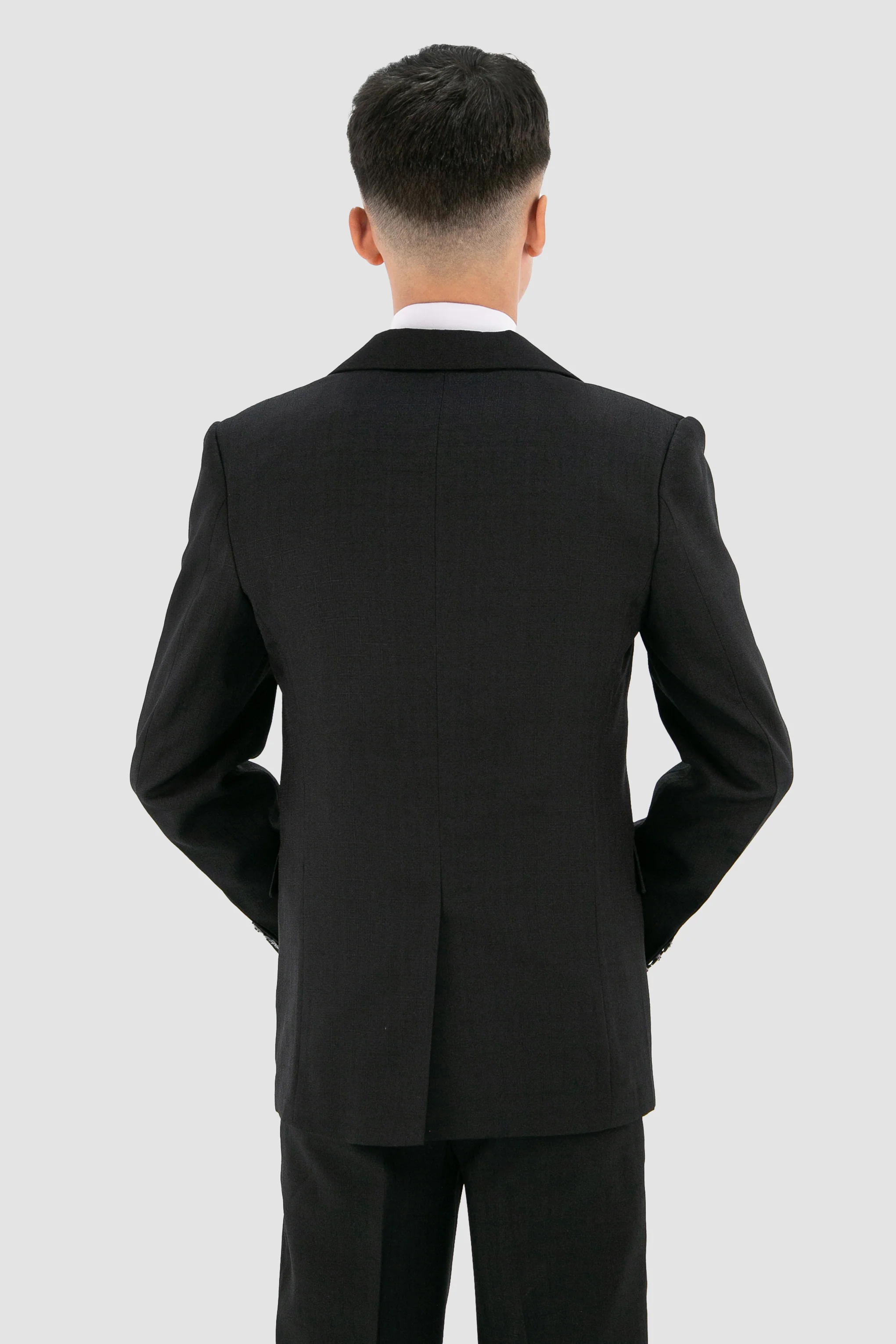 Boys Slim Fit Textured 8-Piece Formal Suit Set - Black - Image 5