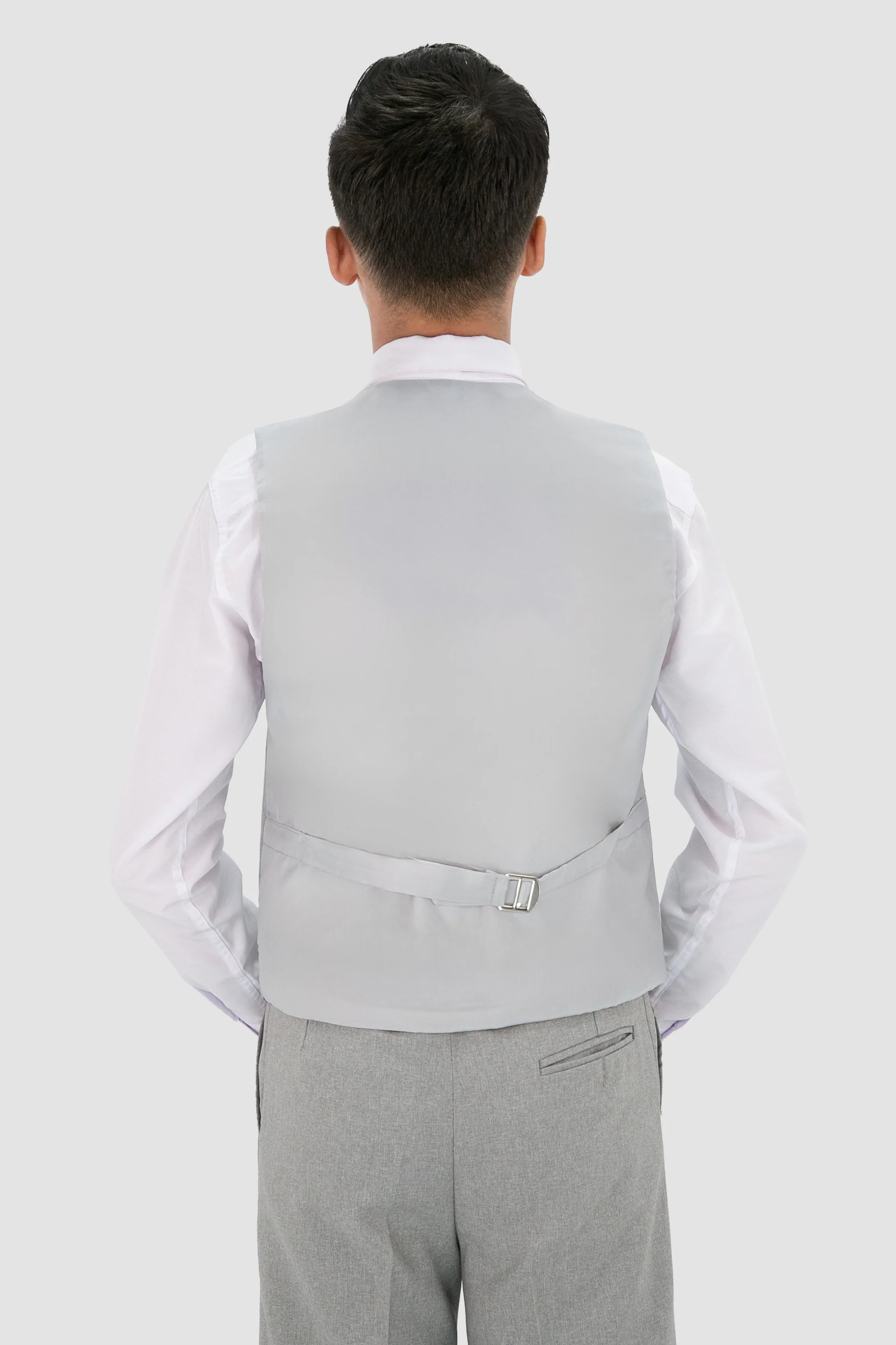Boys Slim Fit Textured 8-Piece Formal Suit Set - Light Grey - Image 8