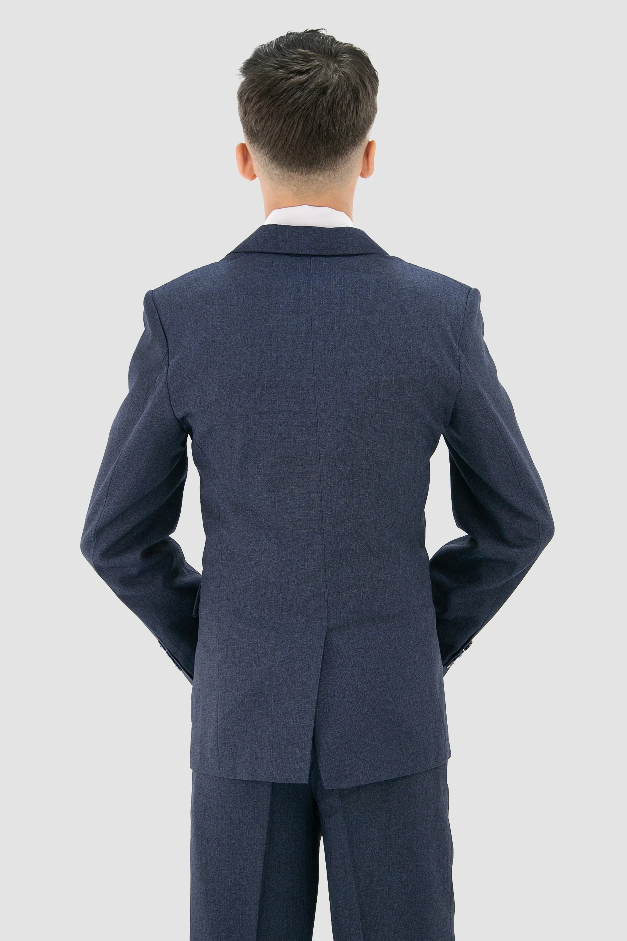 Boys Slim Fit Textured 8-Piece Formal Suit Set - Navy - Image 5