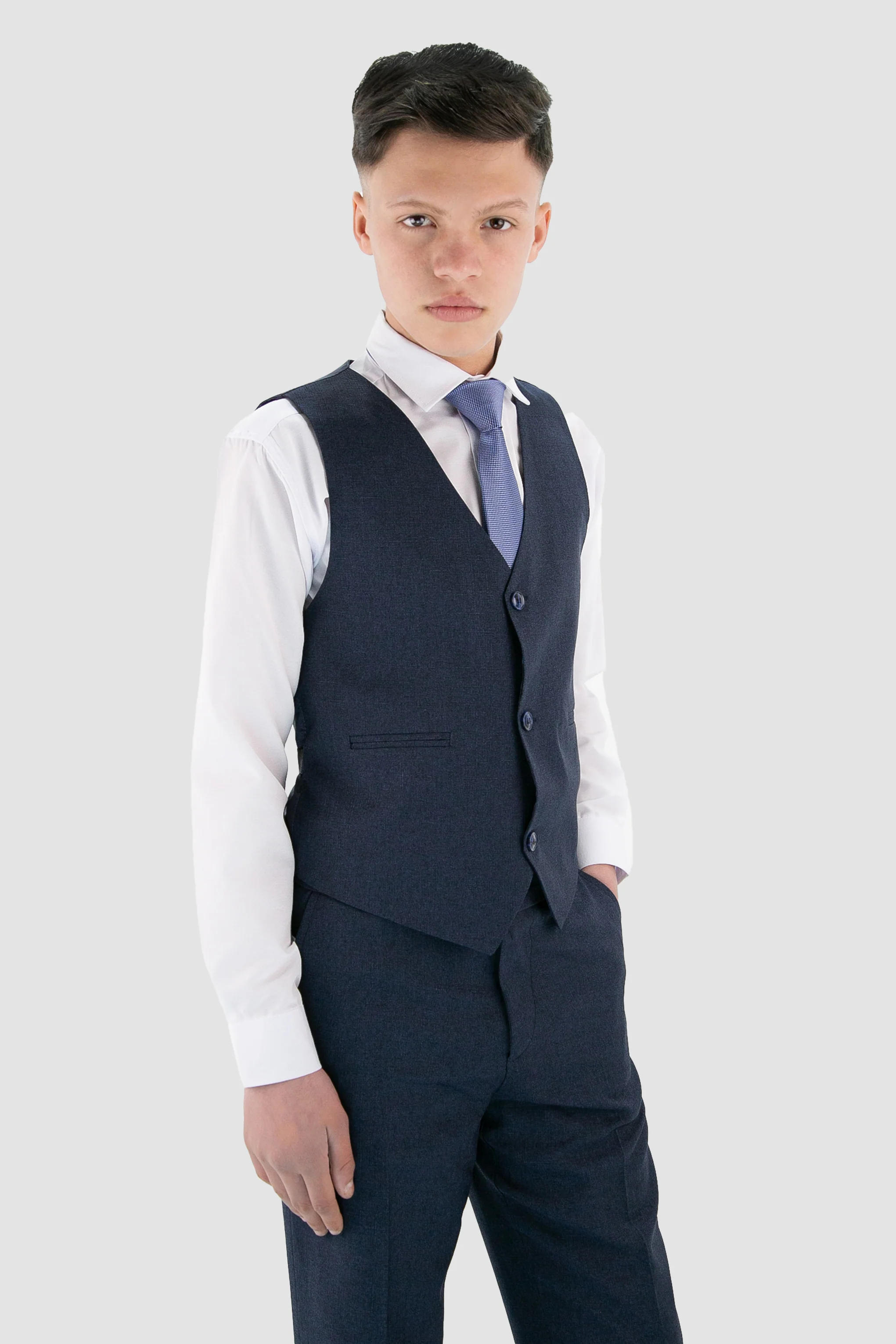 Boys Slim Fit Textured 8-Piece Formal Suit Set - Navy - Image 6