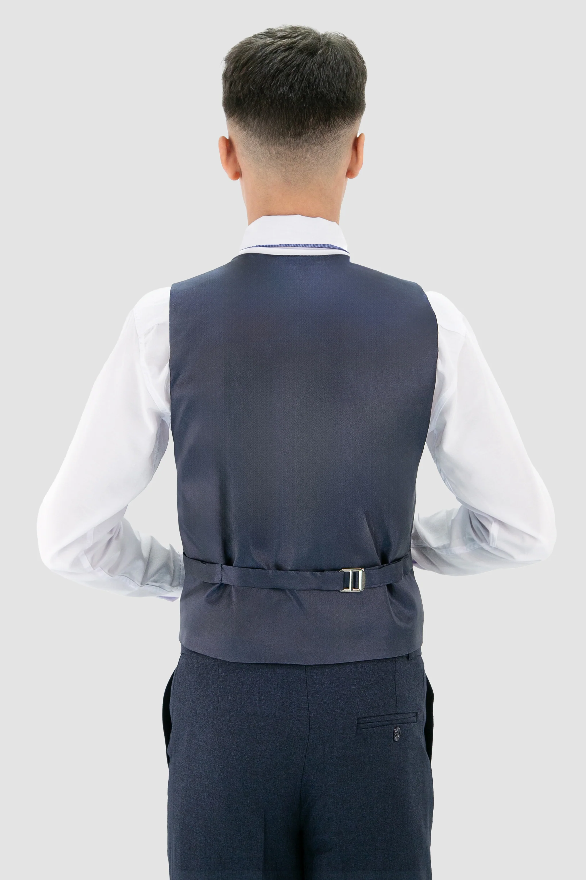 Boys Slim Fit Textured 8-Piece Formal Suit Set - Navy - Image 7