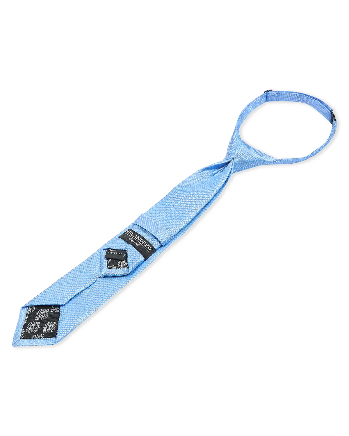 Boys Textured Jacquard Pre-Tied Tie with Adjustable Clip Neck Strap - Blue - Image 2
