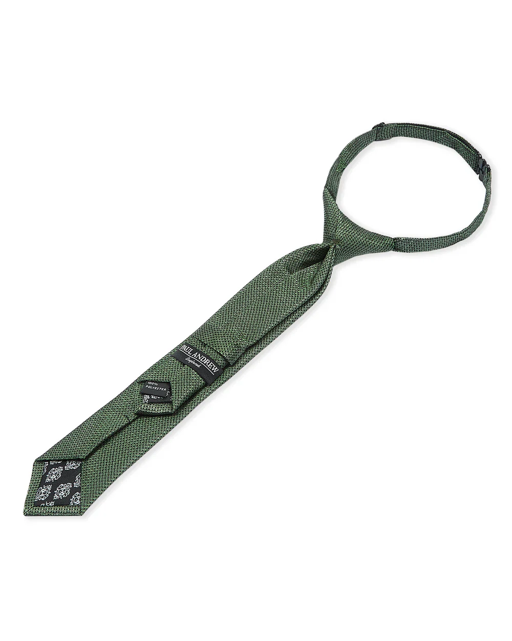 Boys Textured Jacquard Pre-Tied Tie with Adjustable Clip Neck Strap - Green - Image 2