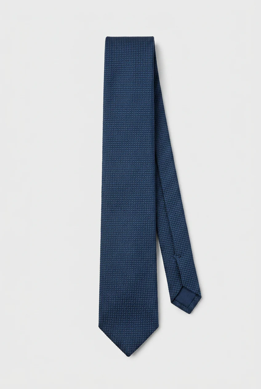 Boys Textured Jacquard Slim Tie - Navy - Image 2