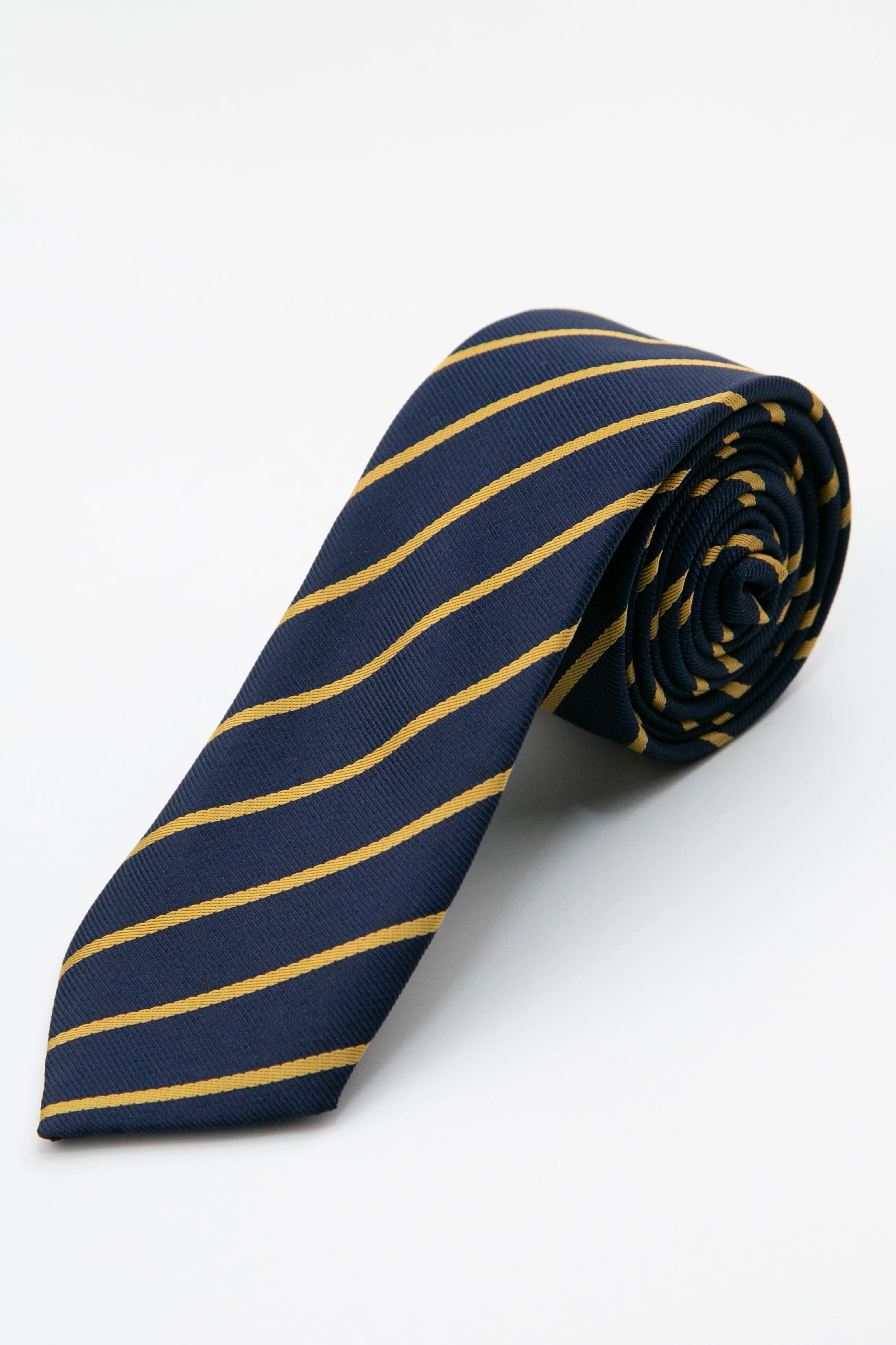 Boys’ Textured Striped Slim Tie & Pocket Square Set - Navy - Image 2