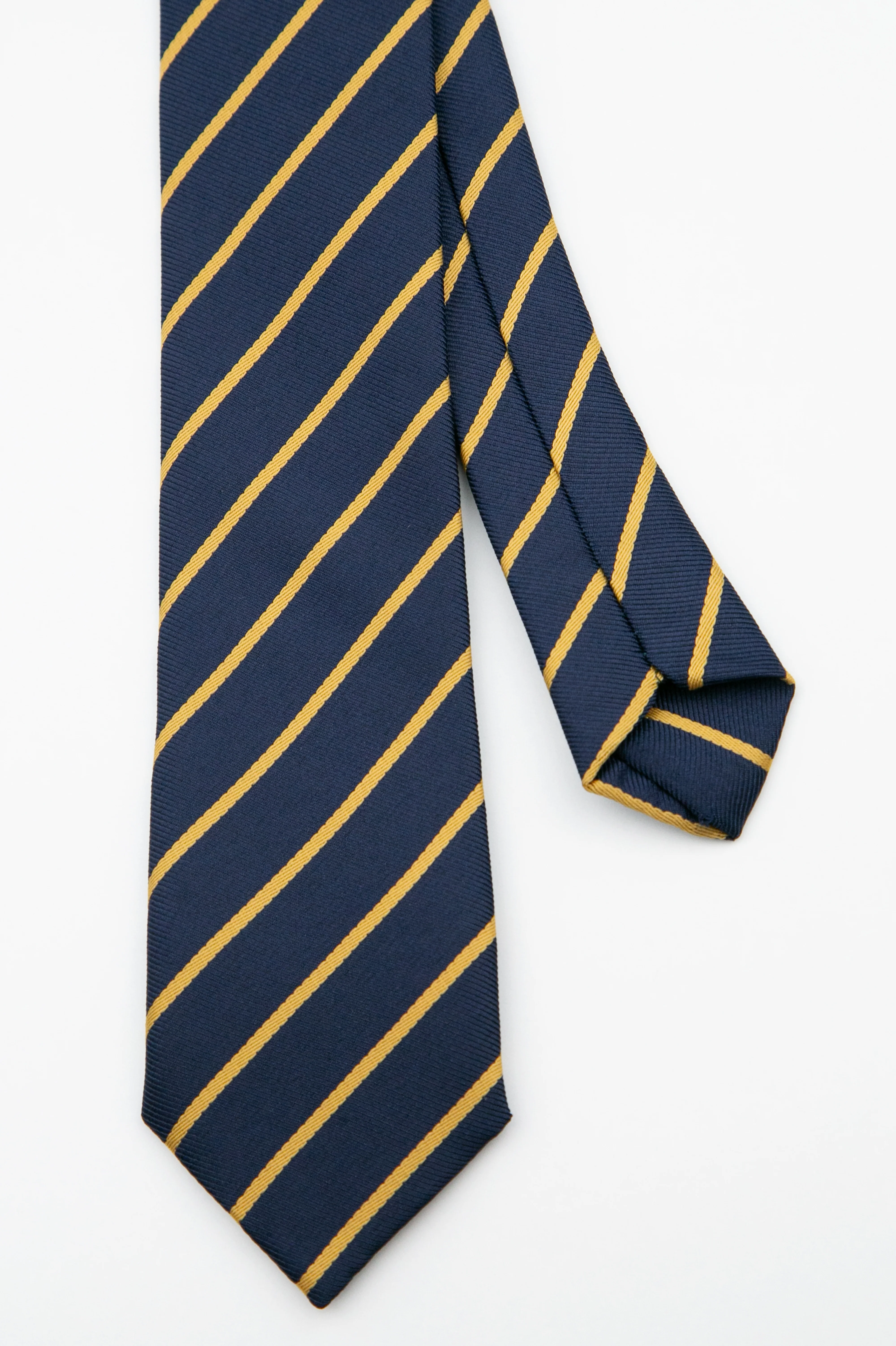Boys’ Textured Striped Slim Tie & Pocket Square Set - Navy - Image 3