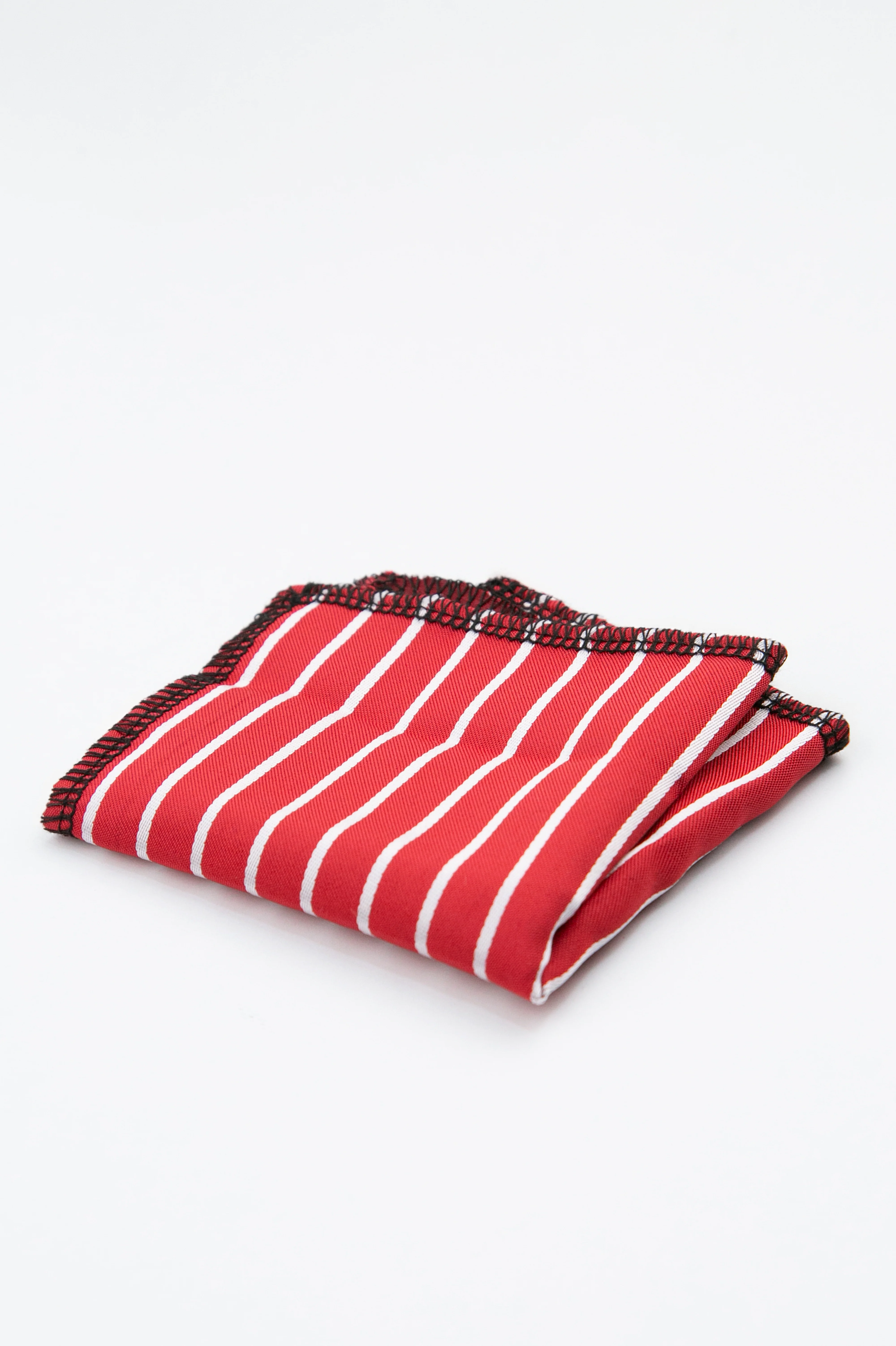 Boys’ Textured Striped Slim Tie & Pocket Square Set - Red - Image 5